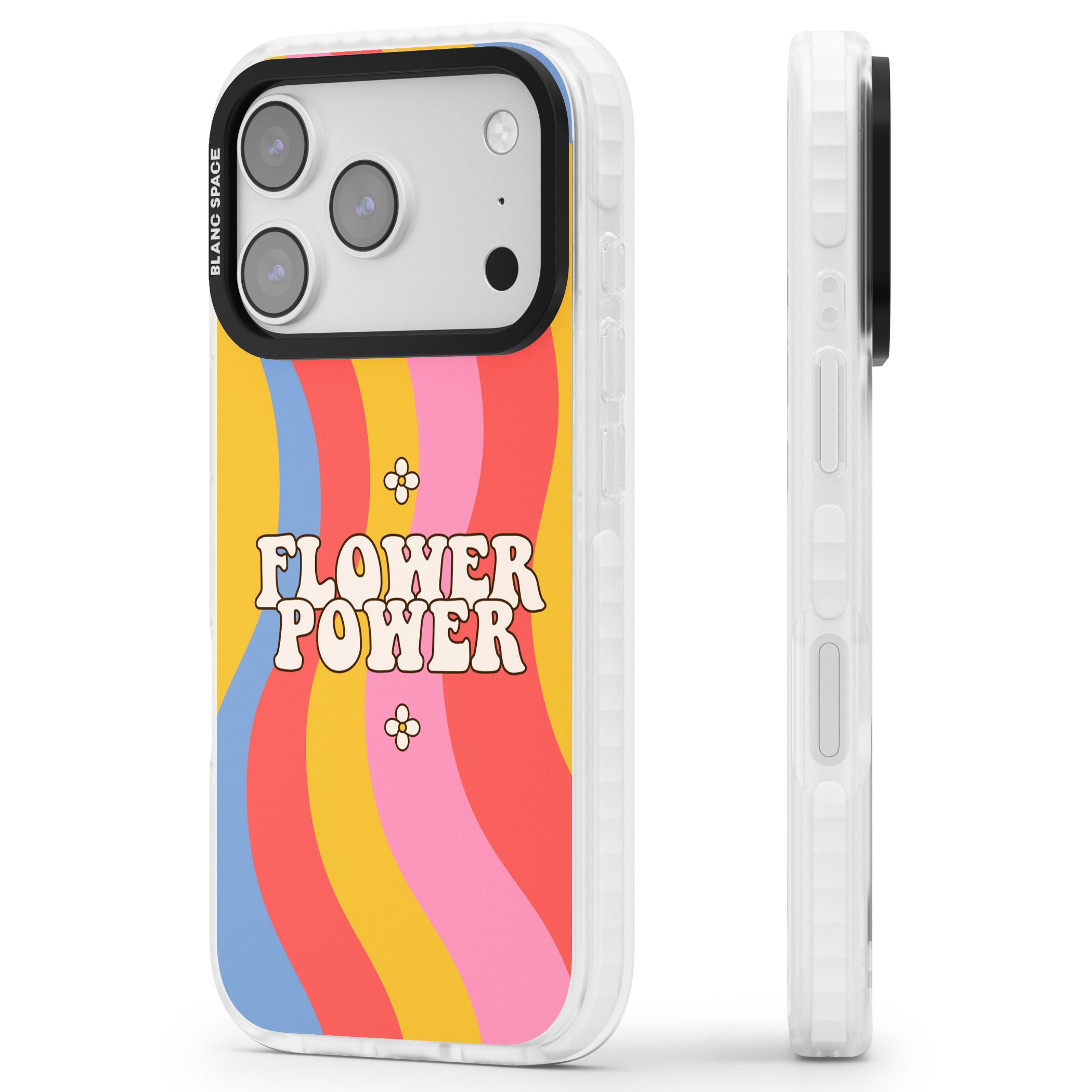 Melting Flower Power iPhone 17 Pro Max Impact Clear Phone Case Side Profile