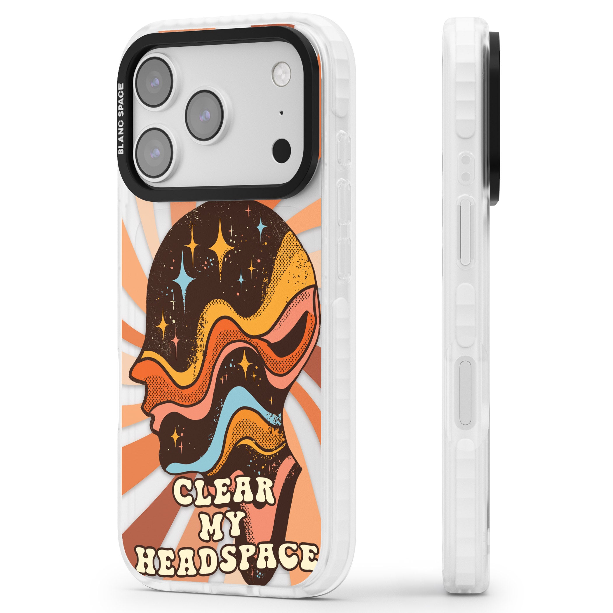 Clear My Headspace iPhone 17 Pro Impact Clear Phone Case Side Profile