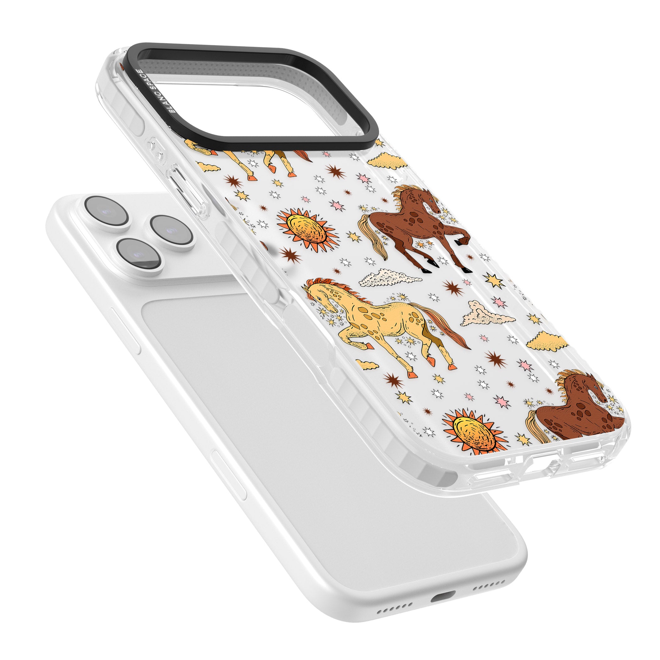 Boho Celestial Wild Horses iPhone 17 Pro Impact Clear Phone Case Colours