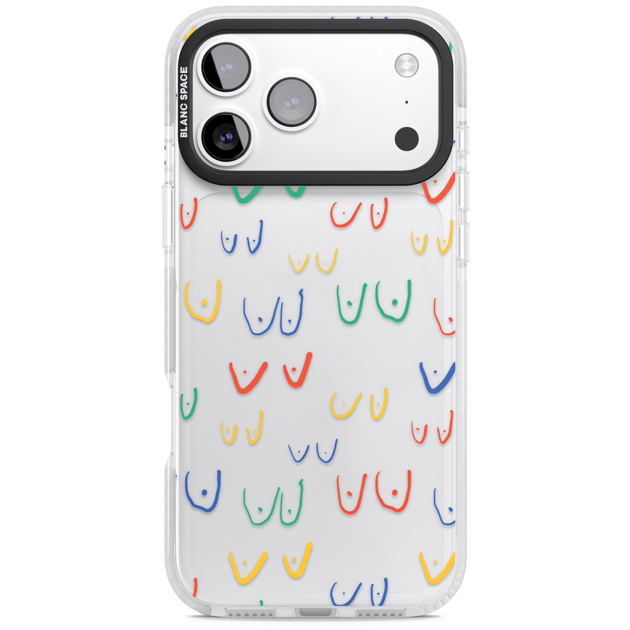 Boob Pattern (Mixed Colours) iPhone 17 Pro Impact Clear Phone Case