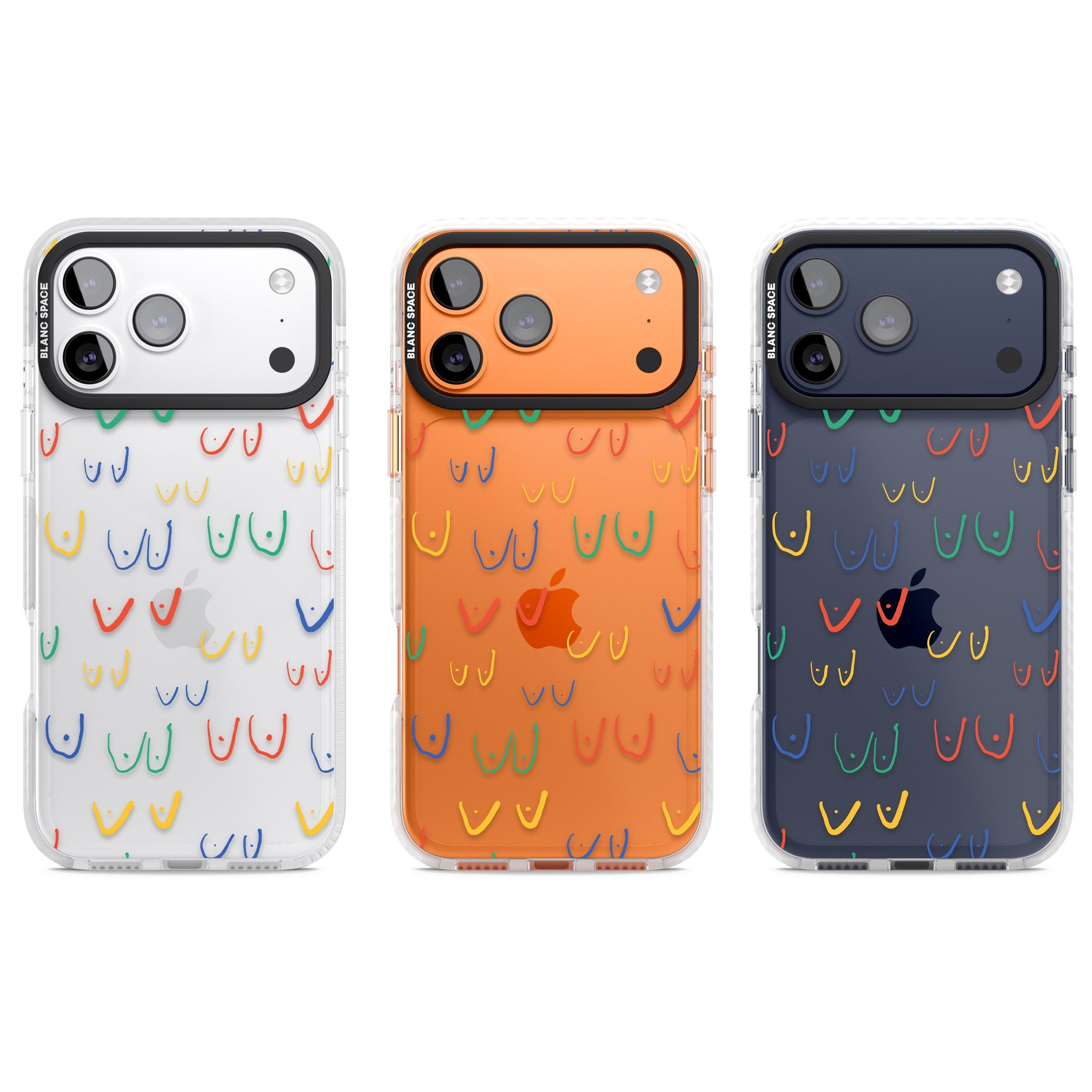 Boob Pattern (Mixed Colours) iPhone 17 Pro Impact Clear Phone Case APT Impact Protection