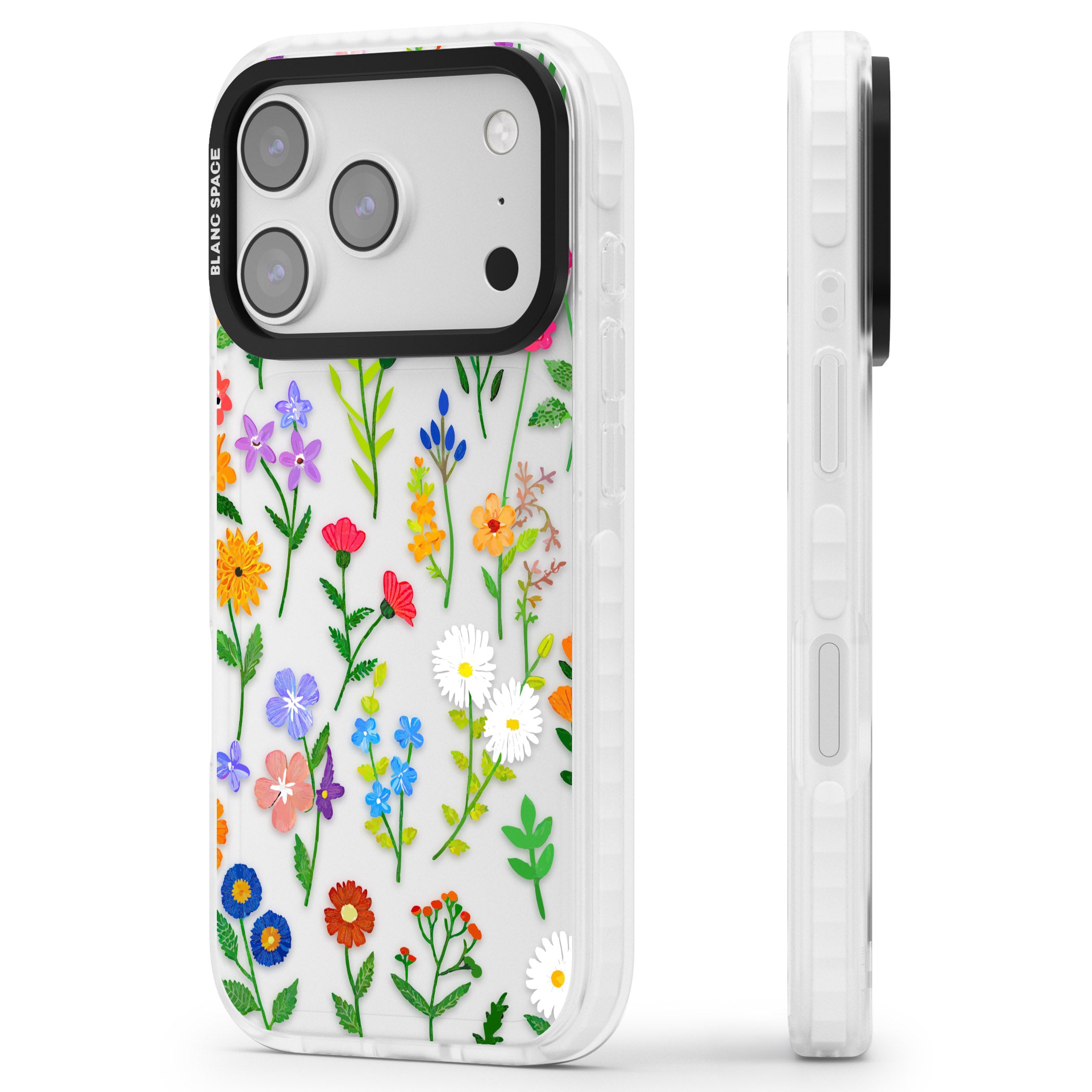 Wildflower Garden iPhone 17 Pro Impact Clear Phone Case Side Profile