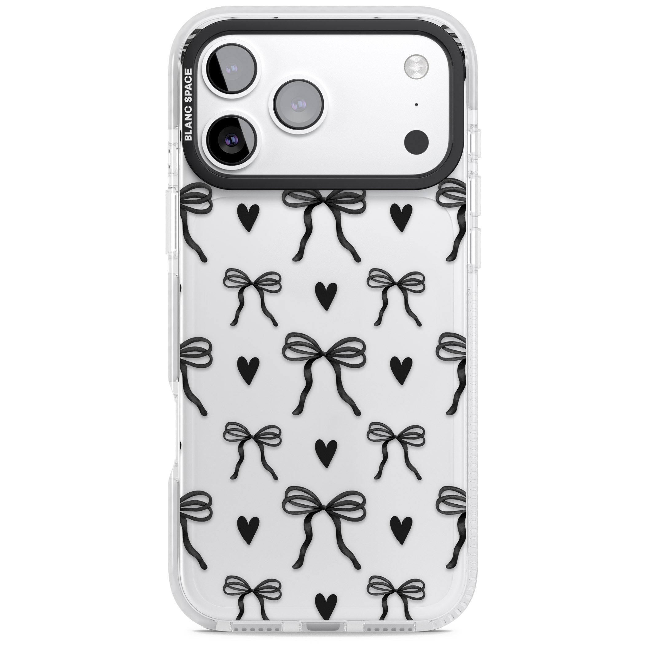 Black Bows & Hearts iPhone 17 Pro Max Impact Clear Phone Case
