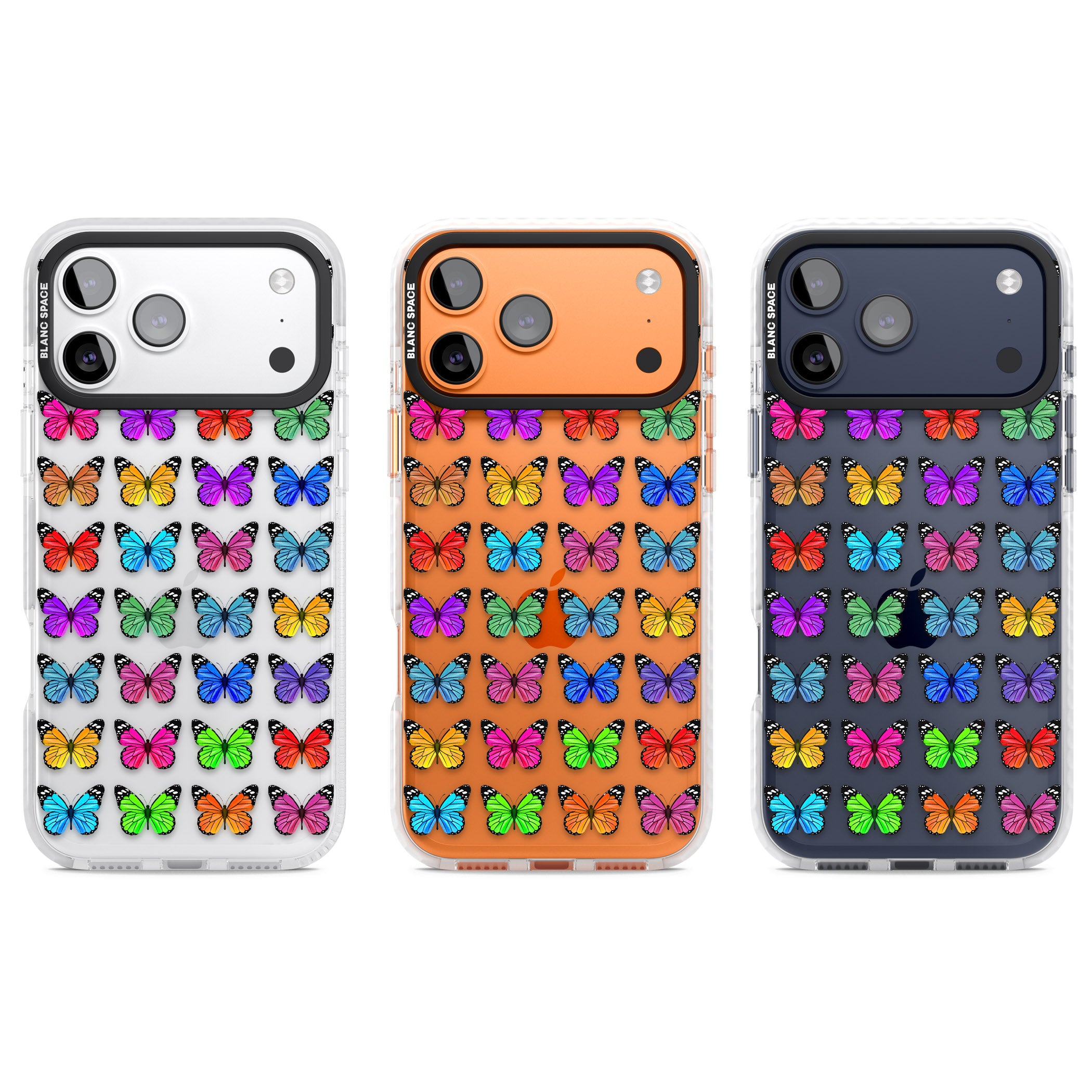 Colourful Butterfly Pattern iPhone 17 Pro Impact Clear Phone Case APT Impact Protection