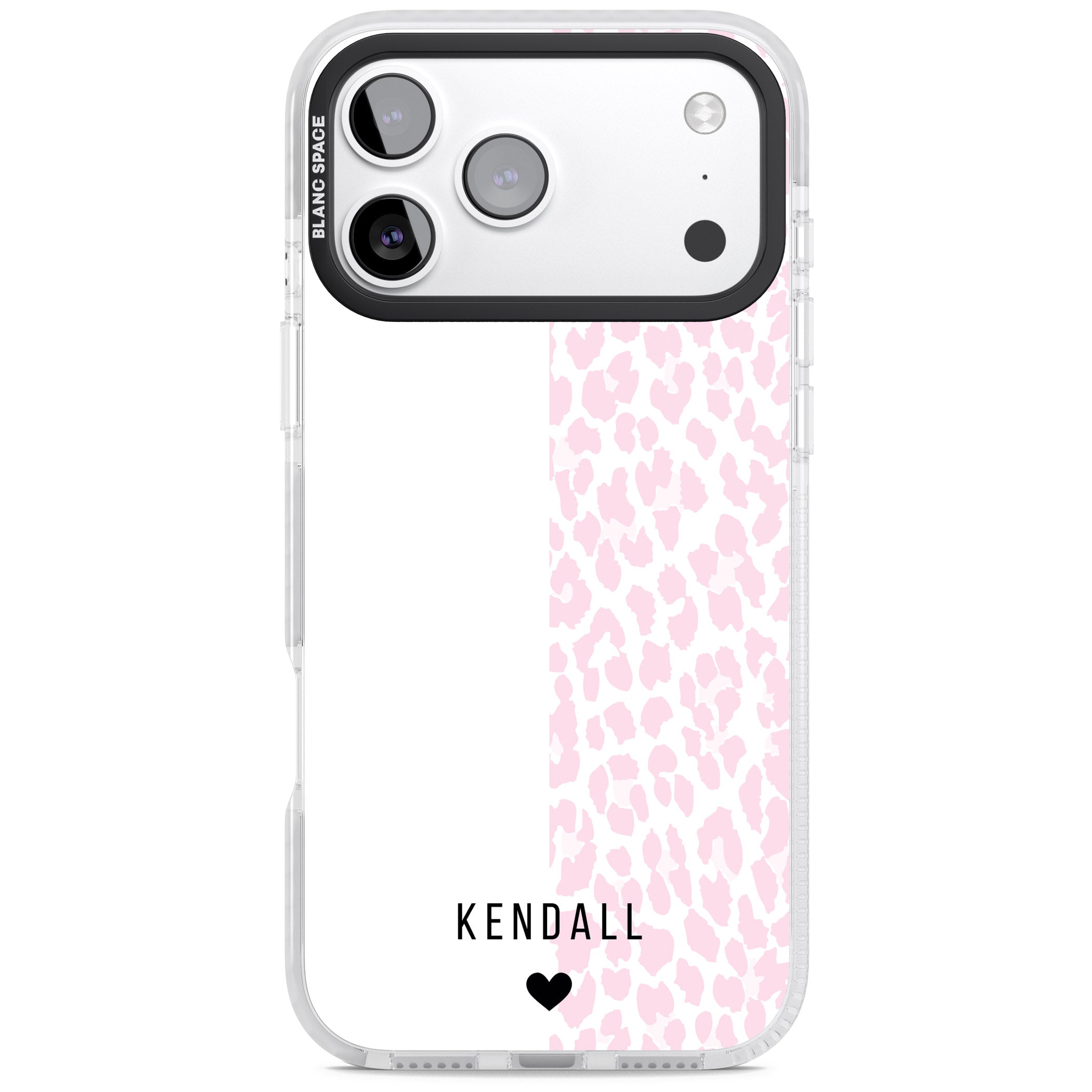 Personalised Pink Leopard iPhone 17 Pro Max Impact Clear Phone Case