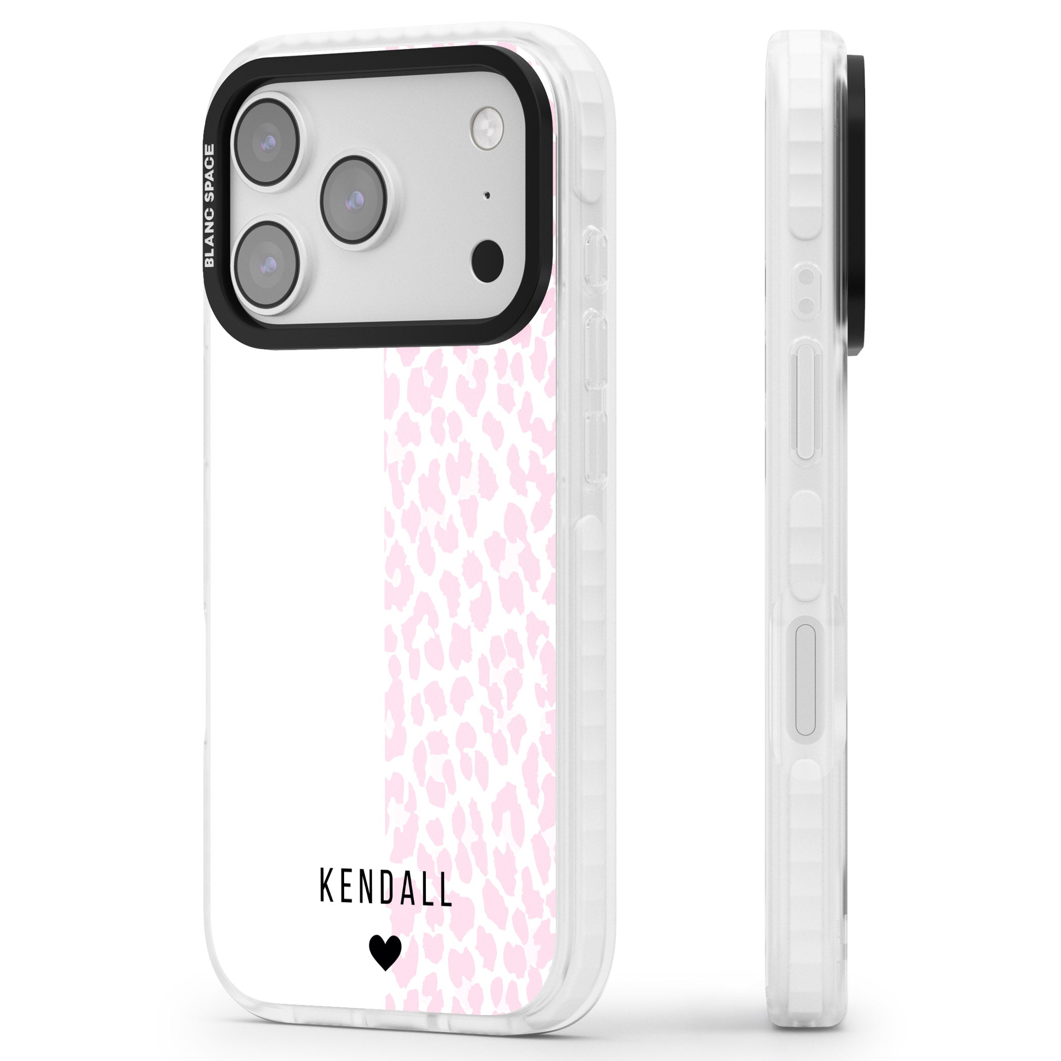 Personalised Pink Leopard iPhone 17 Pro Impact Clear Phone Case Side Profile
