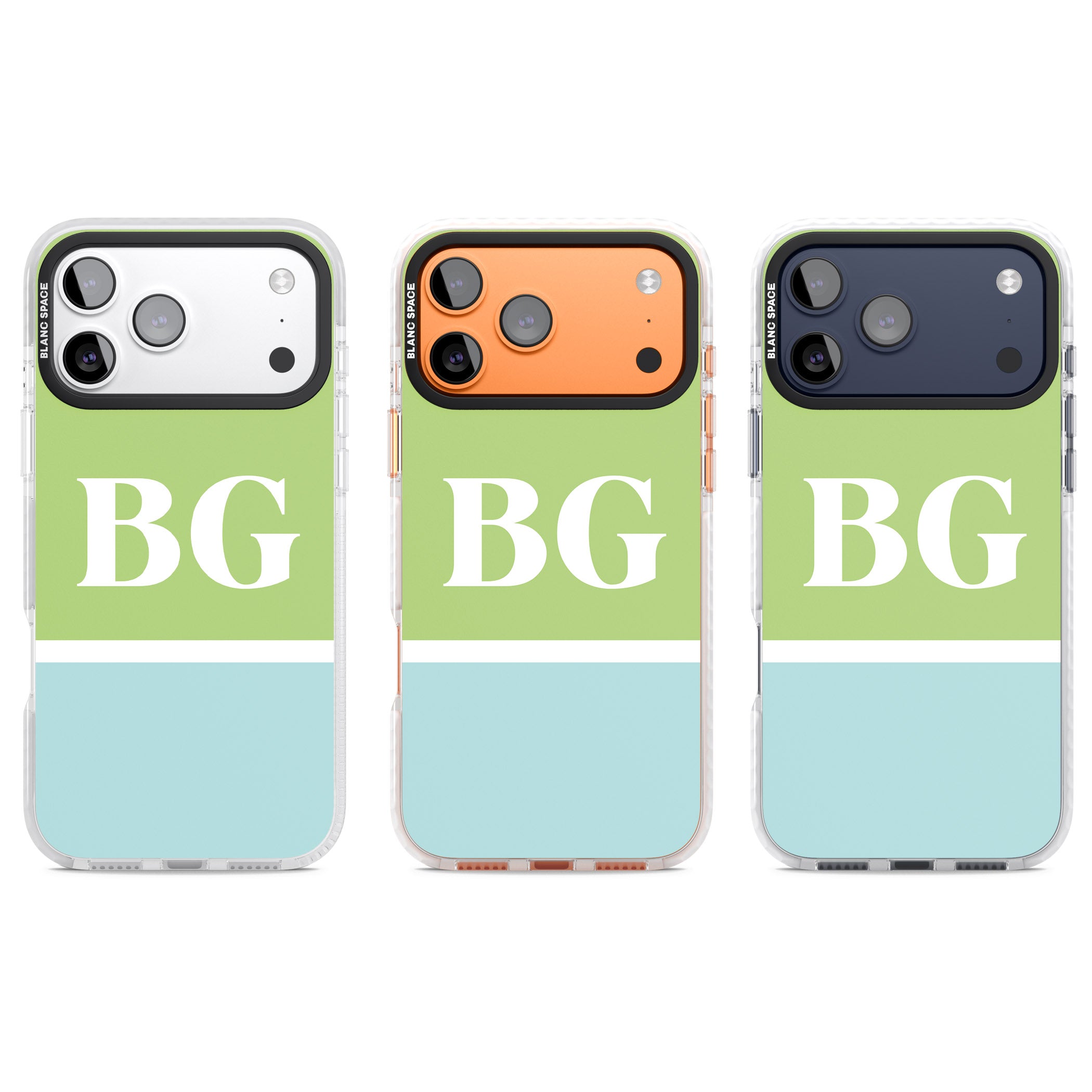 Personalised Colorblock: Green & Turquoise iPhone 17 Pro Impact Clear Phone Case APT Impact Protection