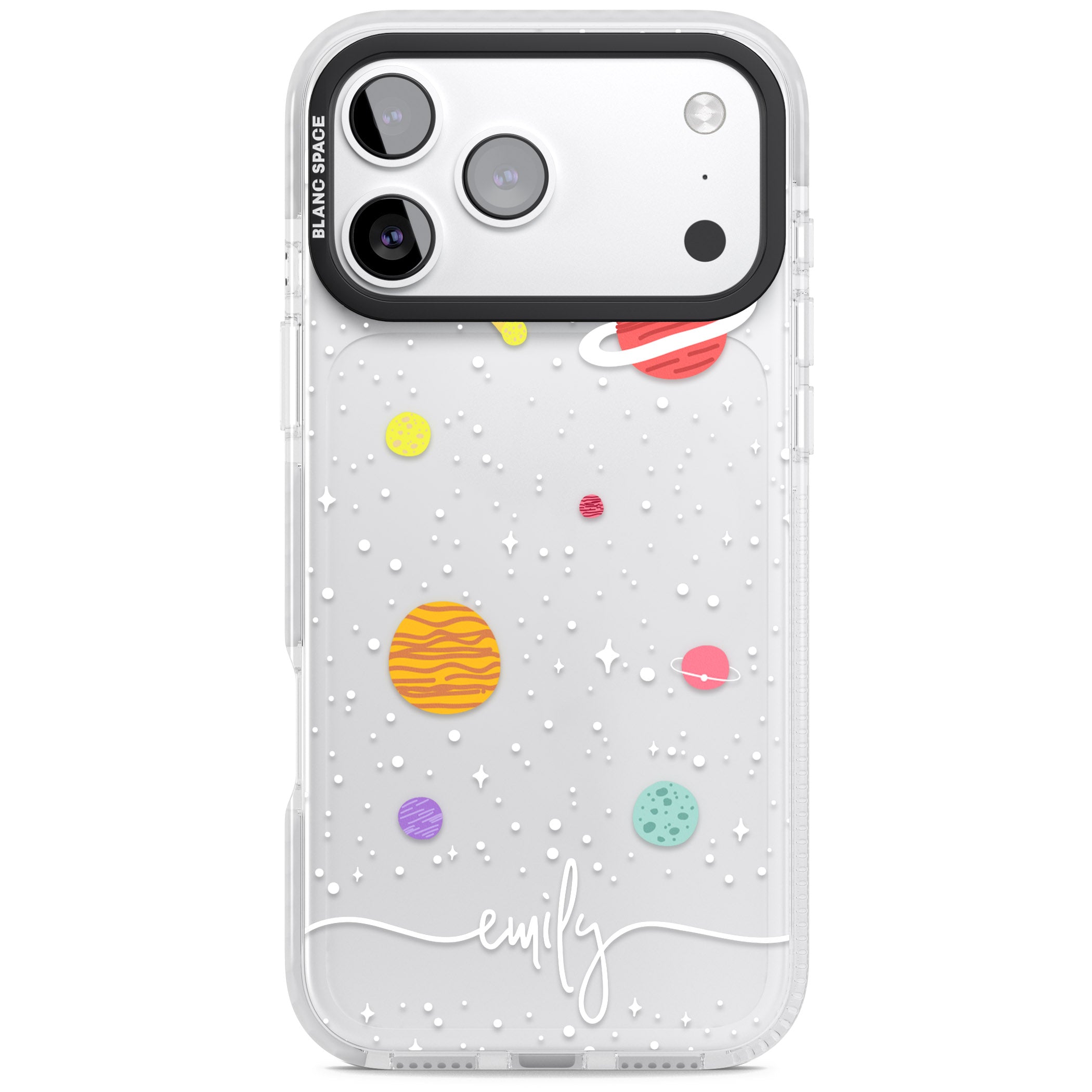 Personalised Cute Cartoon Planet (Clear) iPhone 17 Pro Impact Clear Phone Case