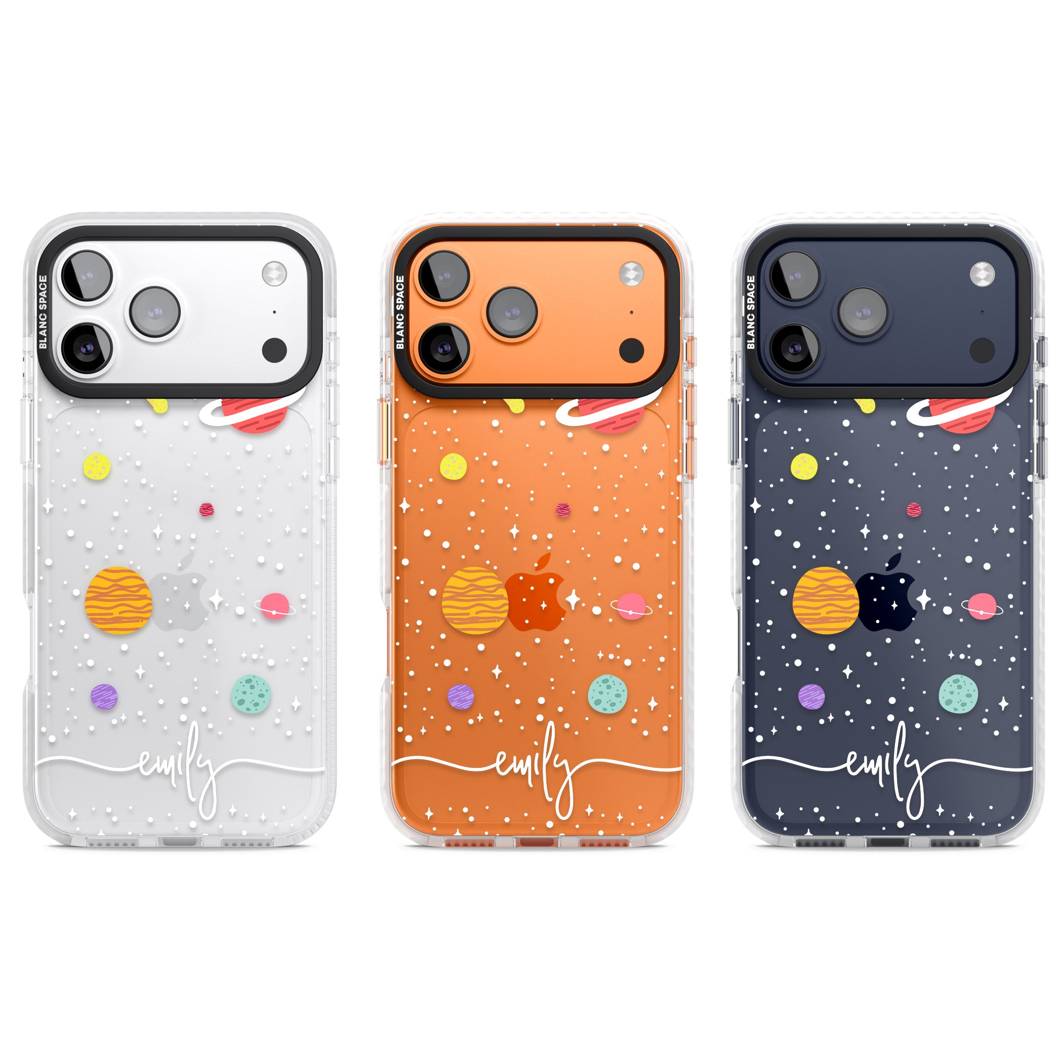 Personalised Cute Cartoon Planet (Clear) iPhone 17 Pro Impact Clear Phone Case APT Impact Protection