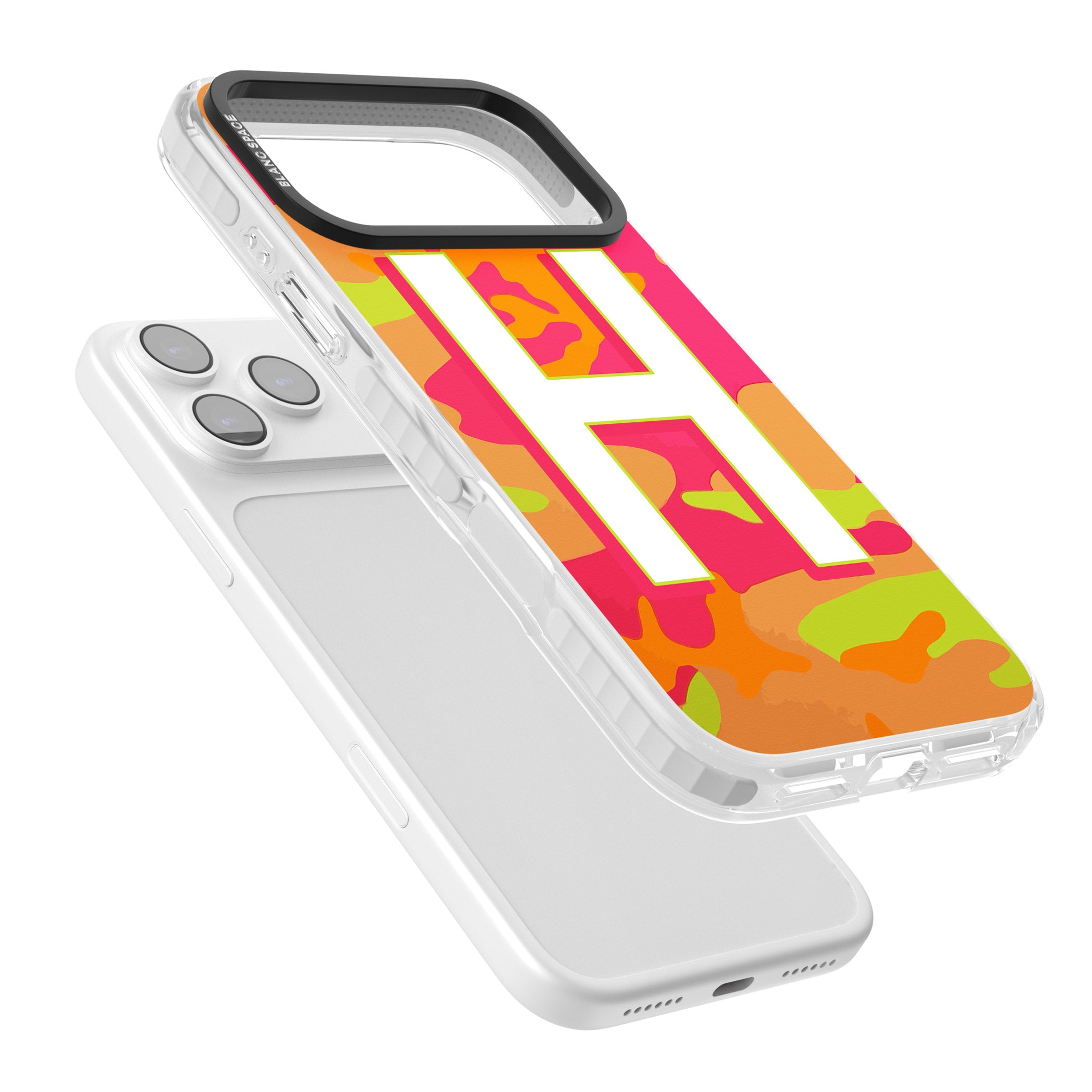 Personalised Neon Camo iPhone 17 Pro Impact Clear Phone Case Colours