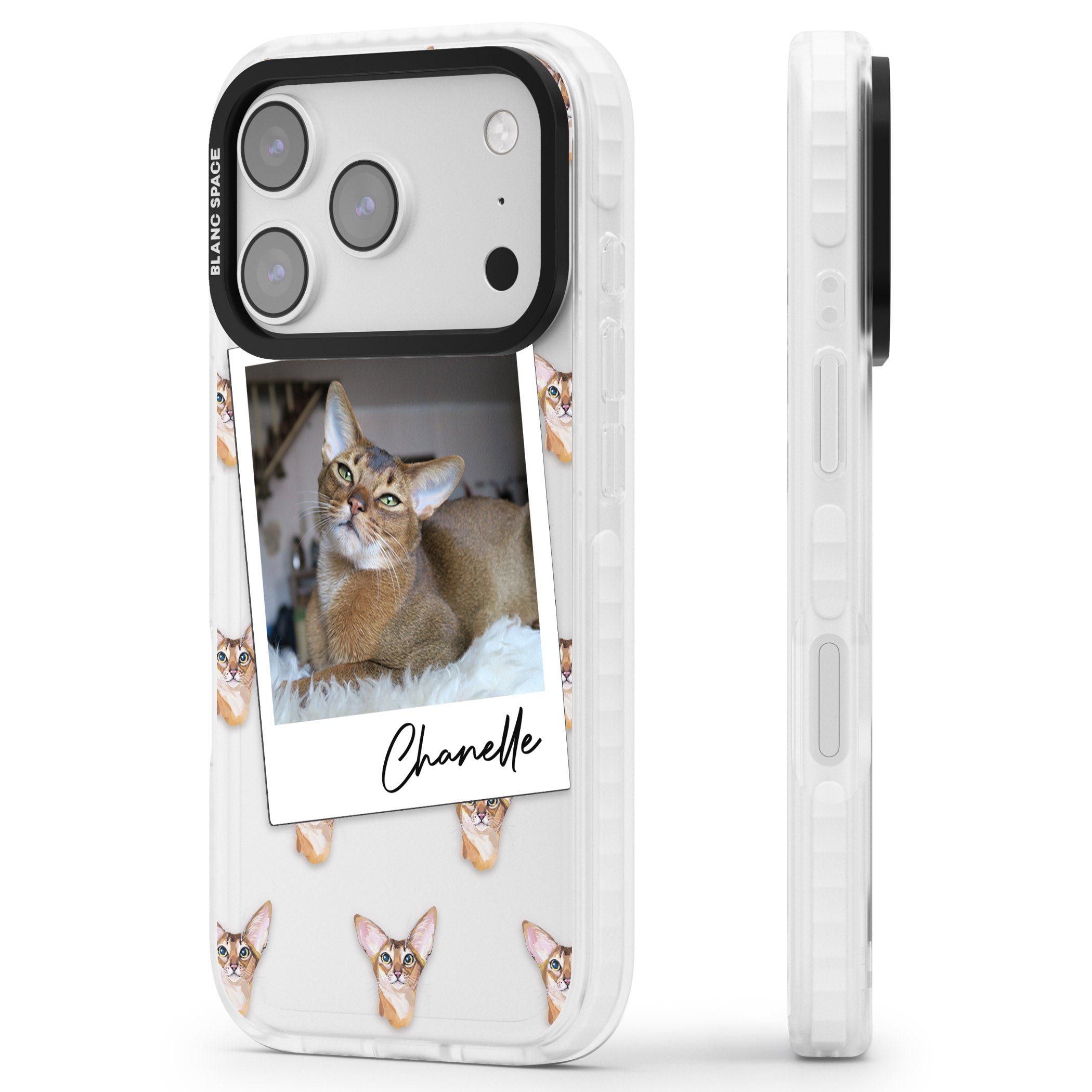 Personalised Abyssinian Cat Photo iPhone 17 Pro Impact Clear Phone Case Side Profile