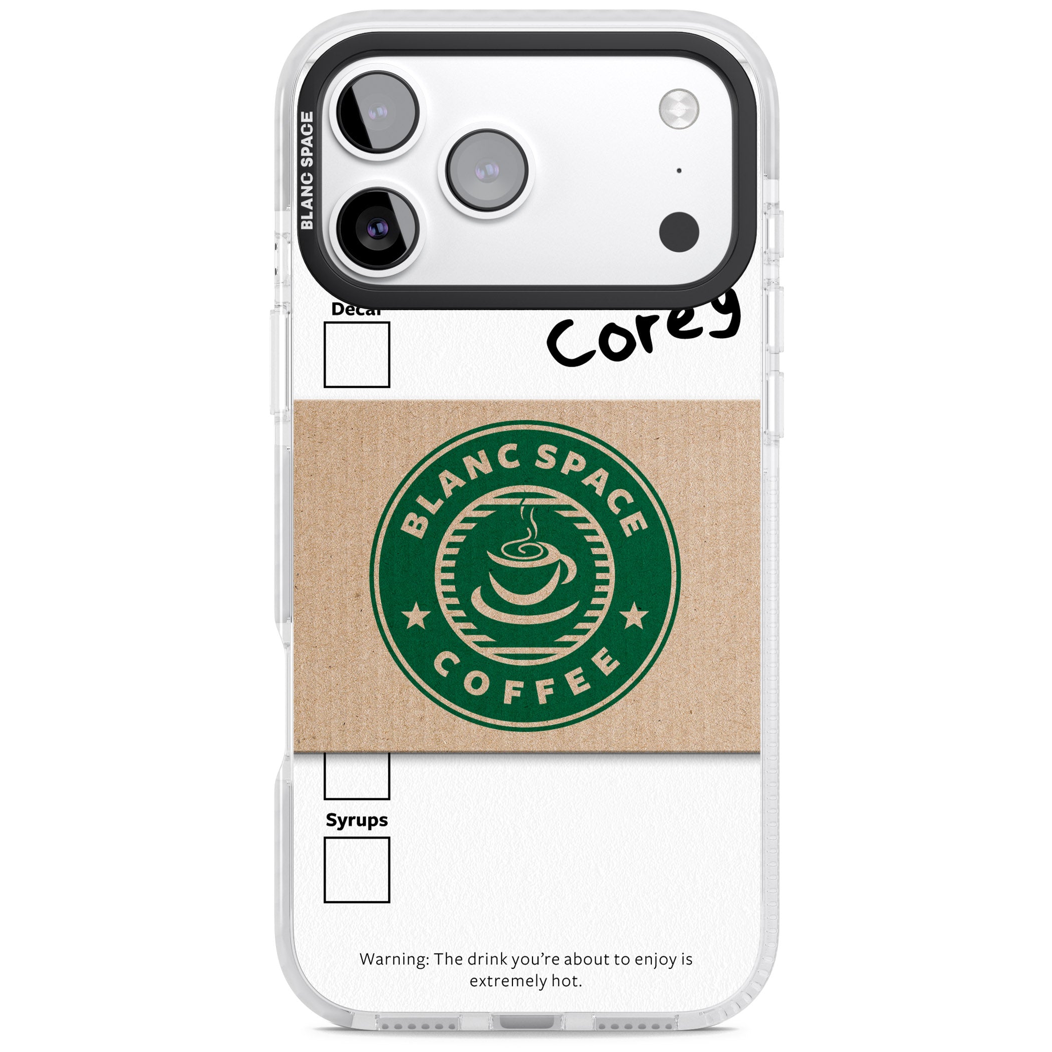 Personalised Coffee Cup iPhone 17 Pro Impact Clear Phone Case