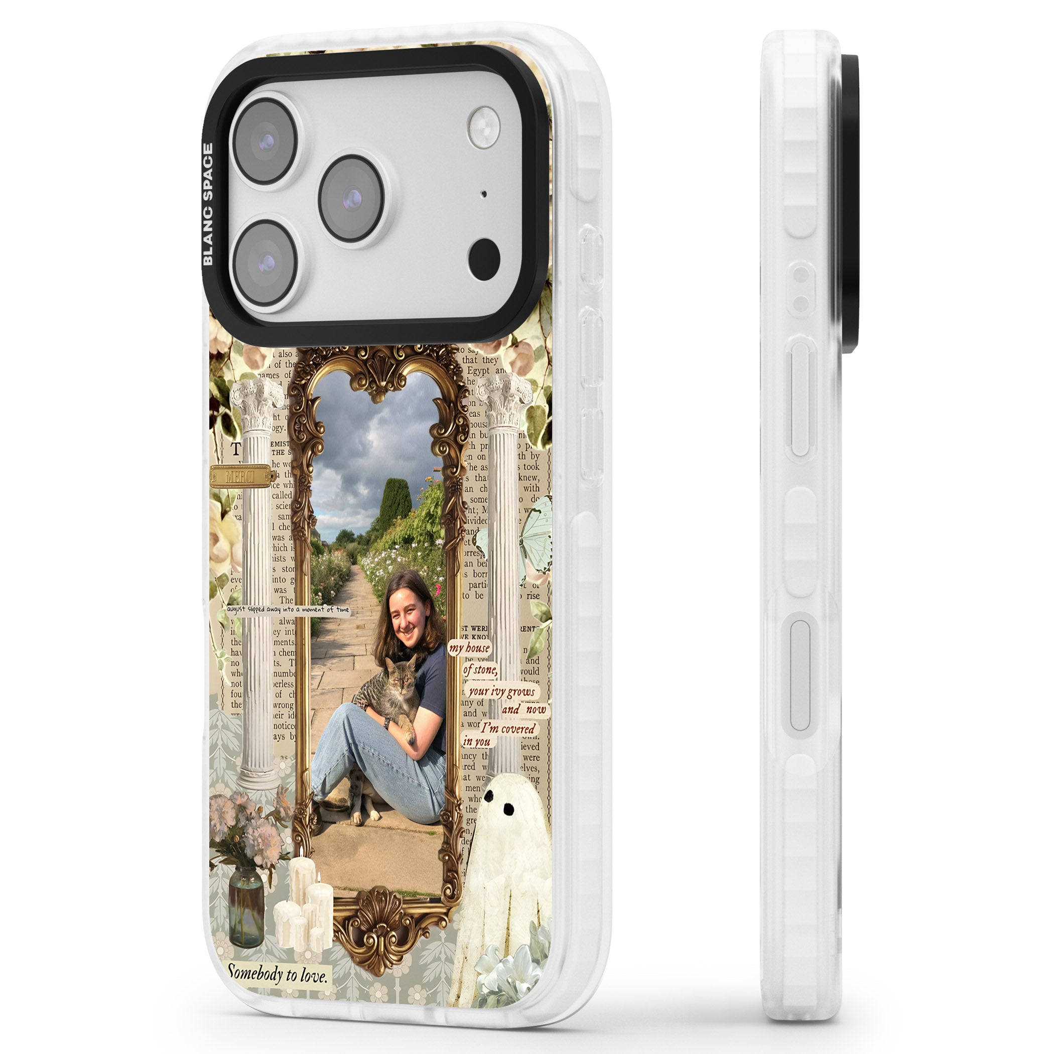 Personalised Soft Vintage Frame iPhone 17 Pro Impact Clear Phone Case Side Profile