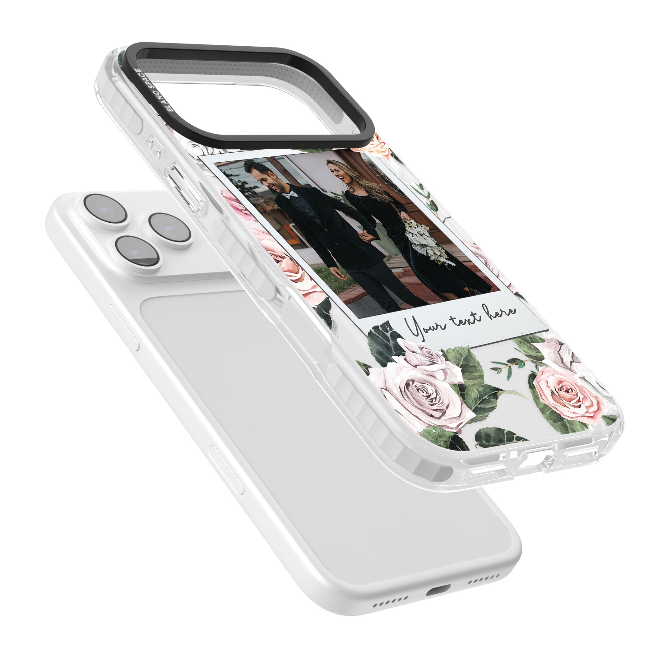 Personalised Floral Instant Camera Photo iPhone 17 Pro Impact Clear Phone Case Colours