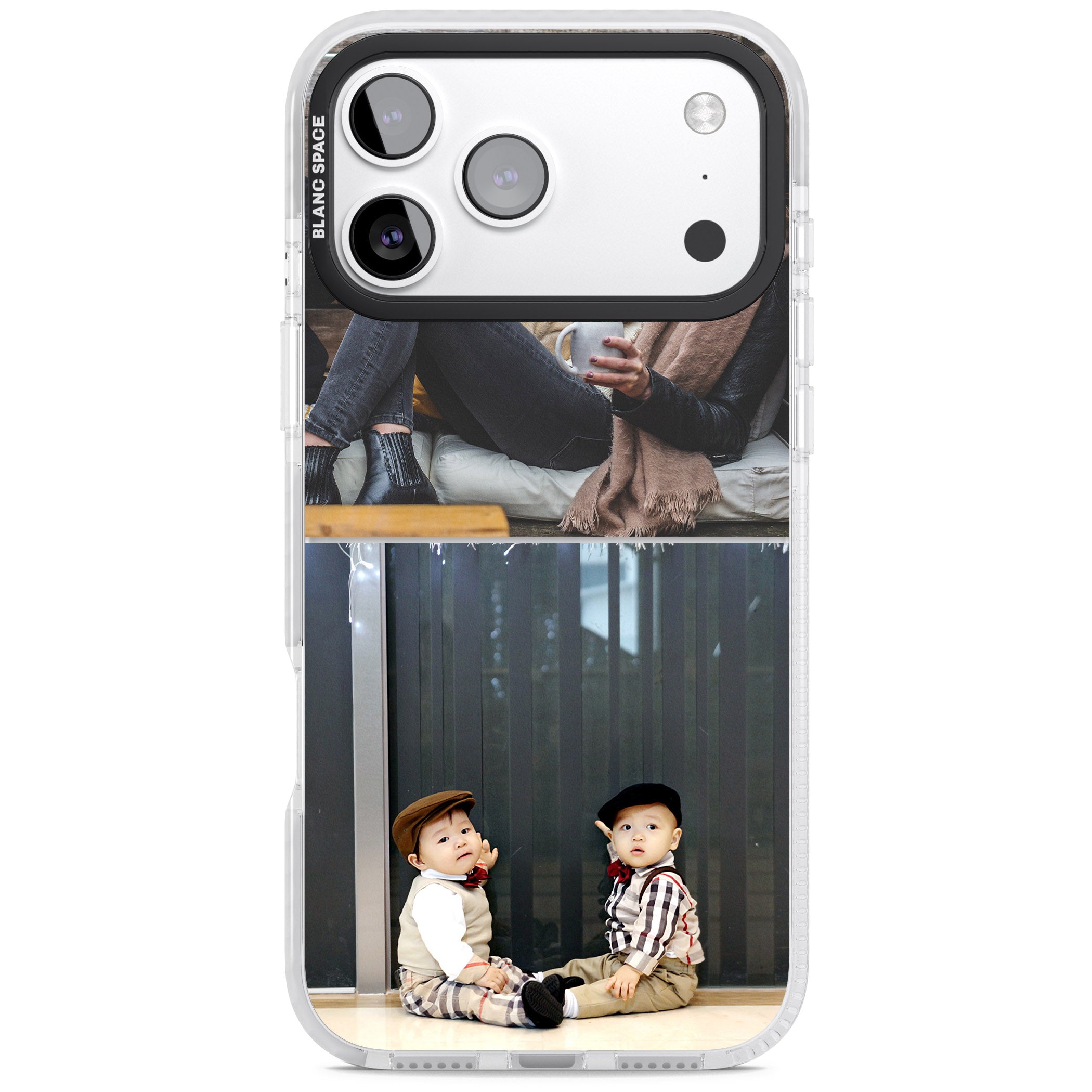 Personalised 2 Photo Grid iPhone 17 Pro Impact Clear Phone Case