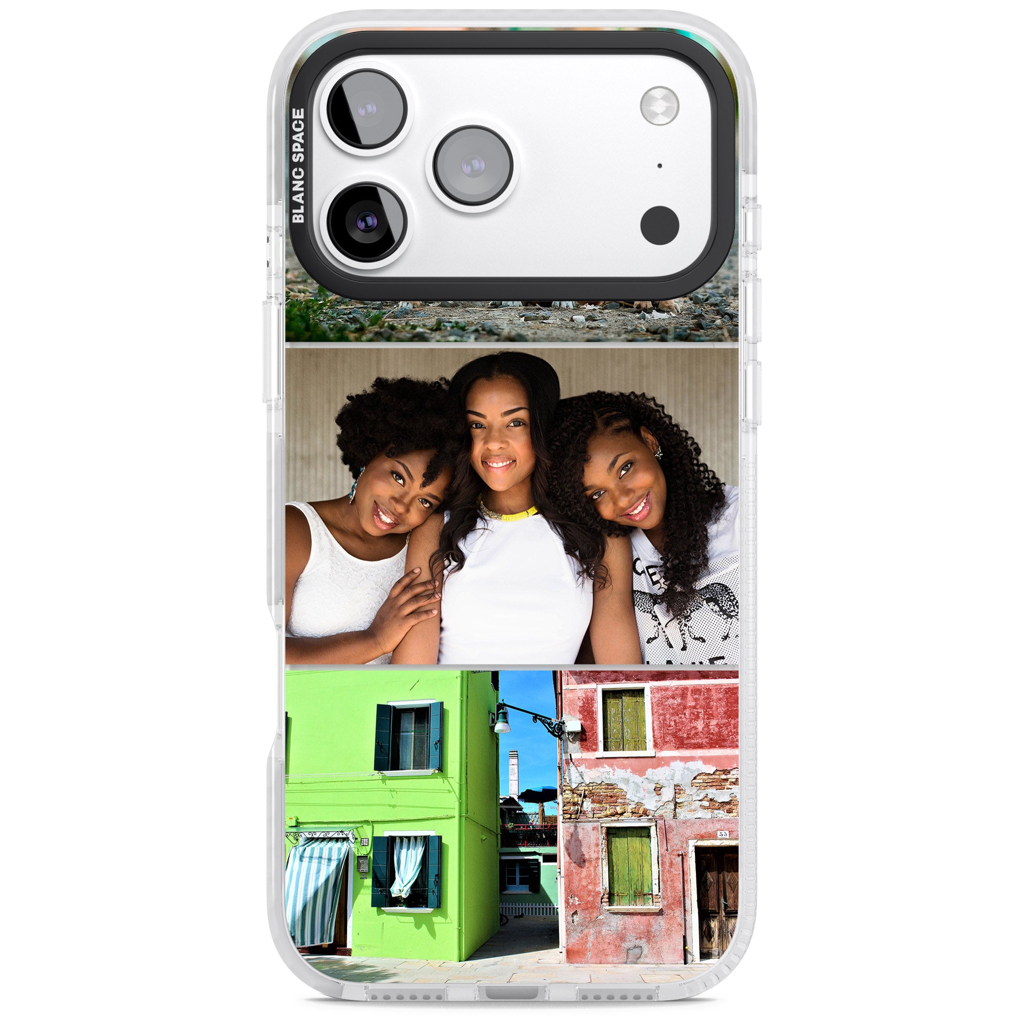 Personalised 3 Photo Grid iPhone 17 Pro Impact Clear Phone Case