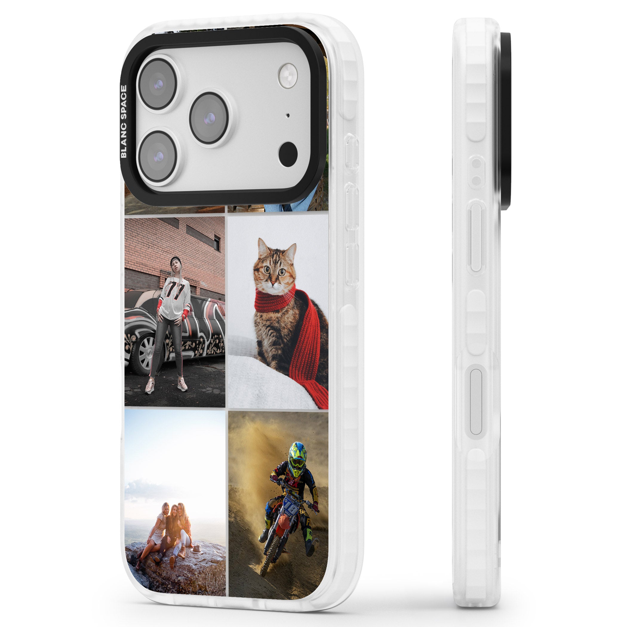 Personalised 6 Photo Grid iPhone 17 Pro Impact Clear Phone Case Side Profile