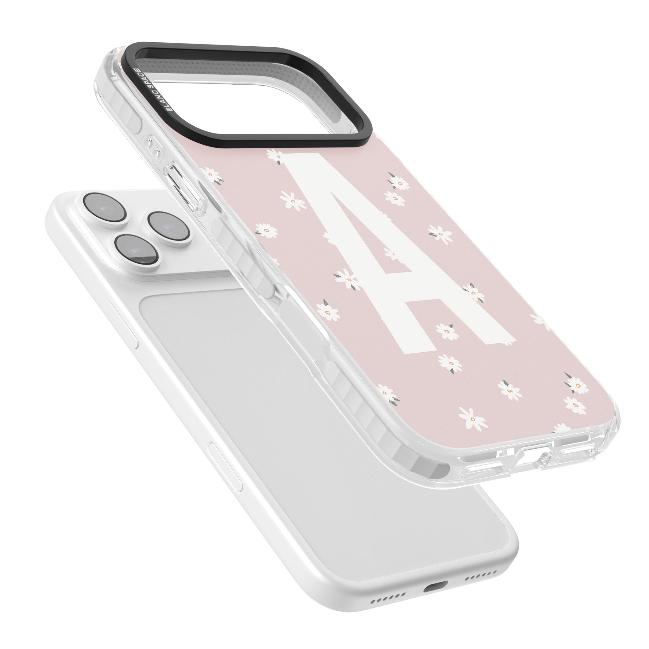 Personalised Pink Daisy Initial iPhone 17 Pro Impact Clear Phone Case Colours