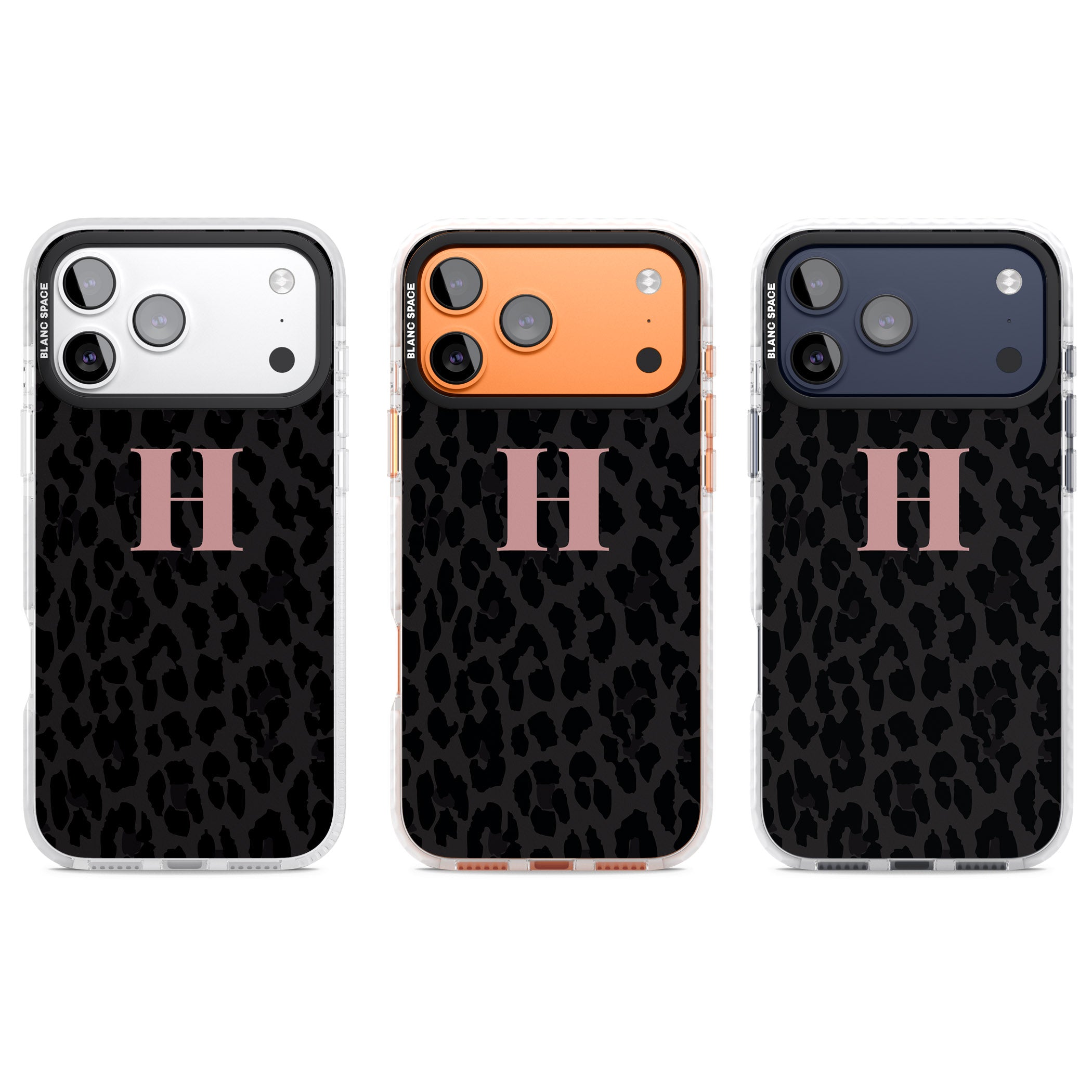 Personalised Pink Leopard Monogram iPhone 17 Pro Impact Clear Phone Case APT Impact Protection