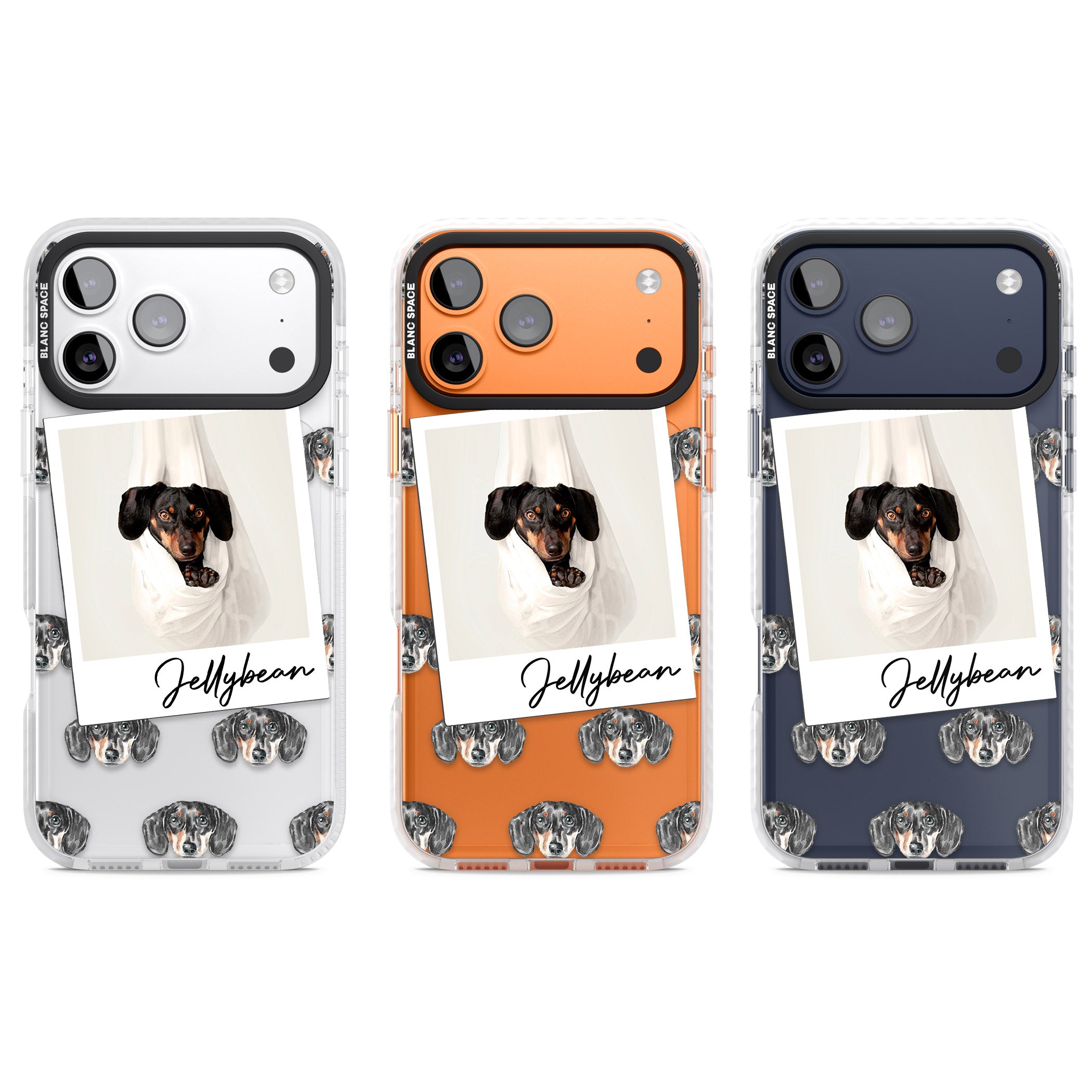 Personalised Black Dachshund Instant Camera Photo iPhone 17 Pro Impact Clear Phone Case APT Impact Protection