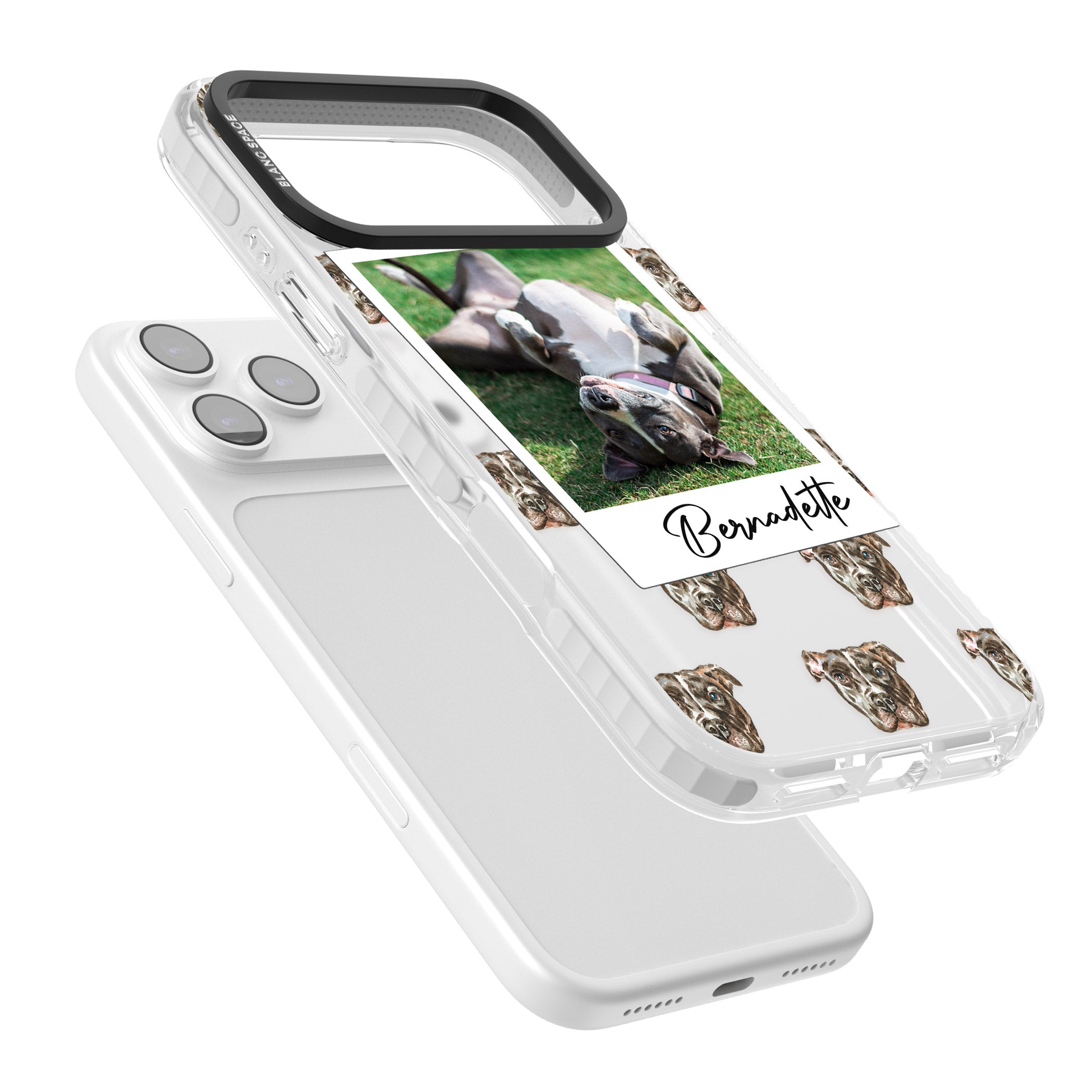 Personalised Staffordshire Bull Terrier Instant Camera Photo iPhone 17 Pro Impact Clear Phone Case Colours