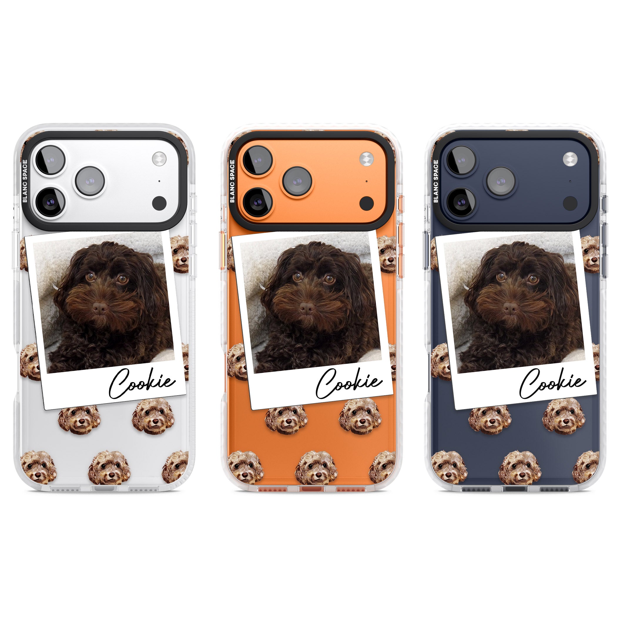 Personalised Brown Cockapoo Instant Camera Photo iPhone 17 Pro Impact Clear Phone Case APT Impact Protection