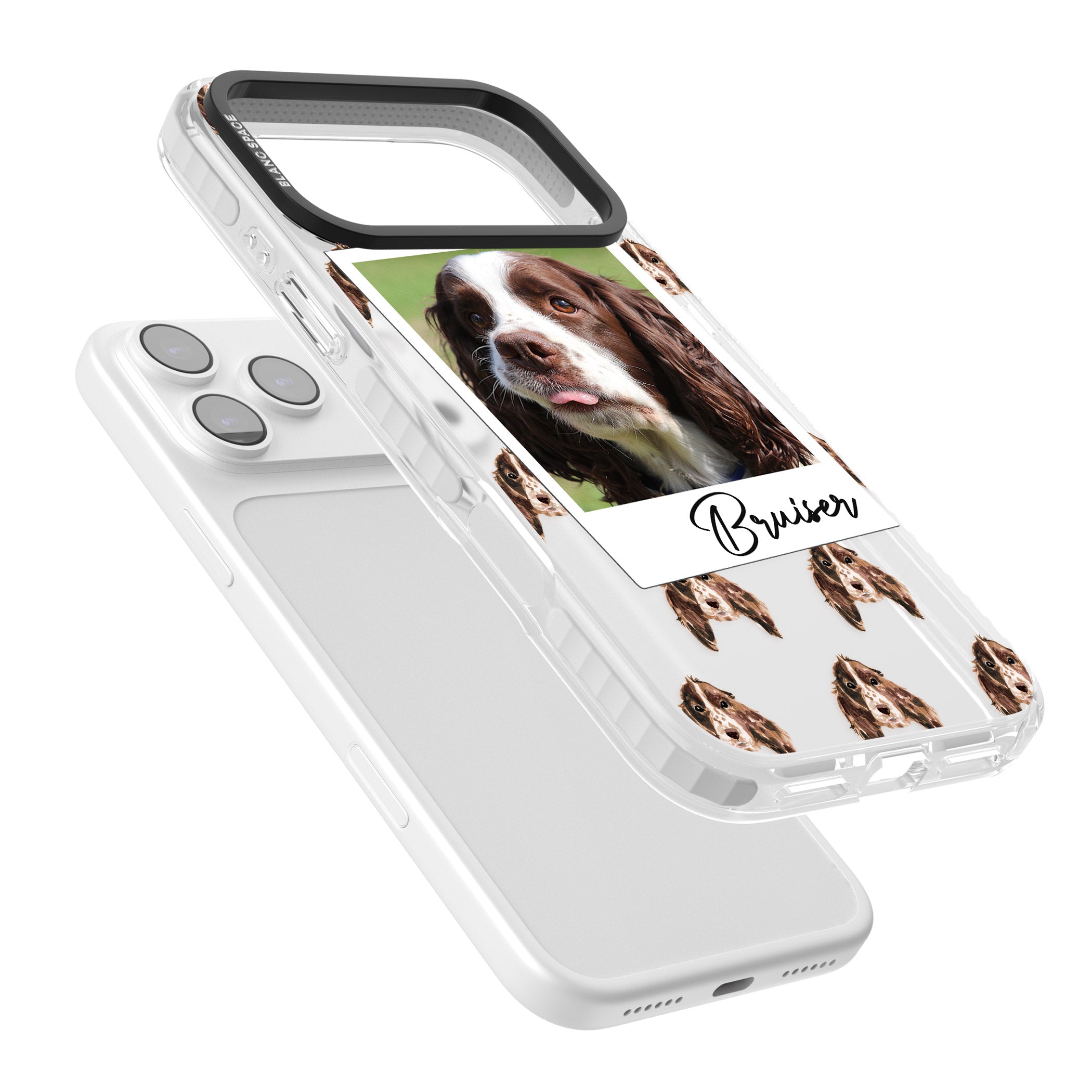 Personalised Springer Spaniel Instant Camera Photo iPhone 17 Pro Impact Clear Phone Case Colours