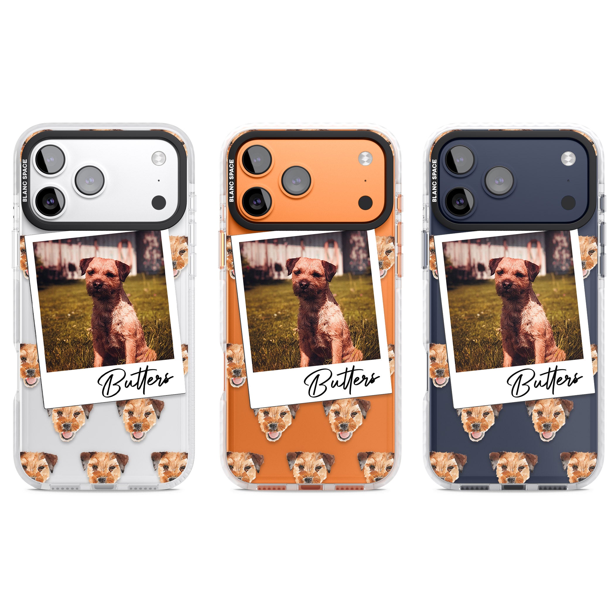 Personalised Border Terrier Instant Camera Photo iPhone 17 Pro Impact Clear Phone Case APT Impact Protection