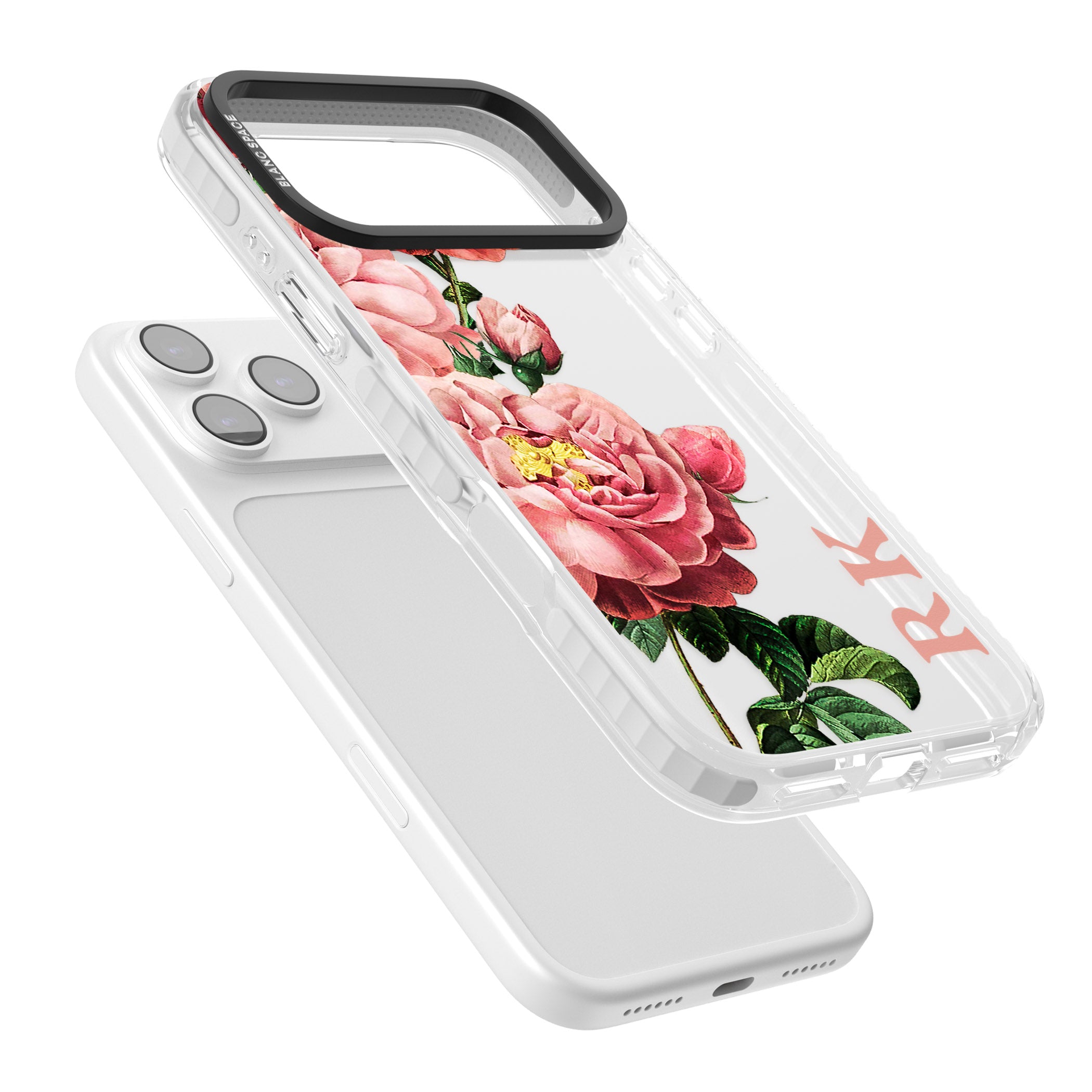 Personalised Vintage Floral Peonies iPhone 17 Pro Impact Clear Phone Case Colours