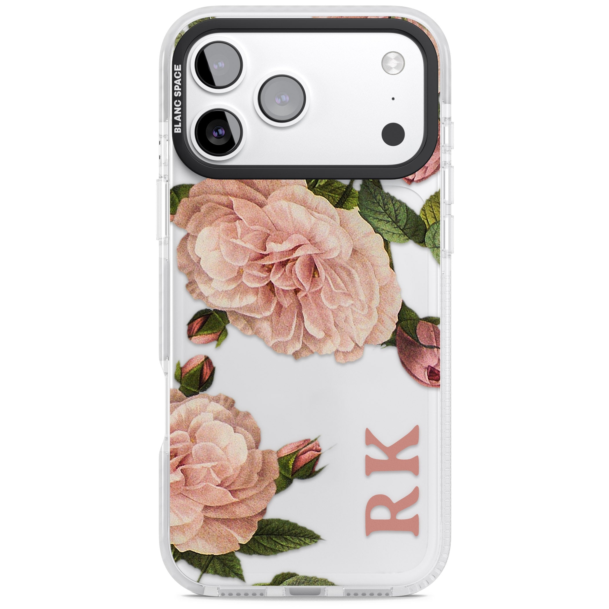 Personalised Vintage Floral iPhone 17 Pro Impact Clear Phone Case