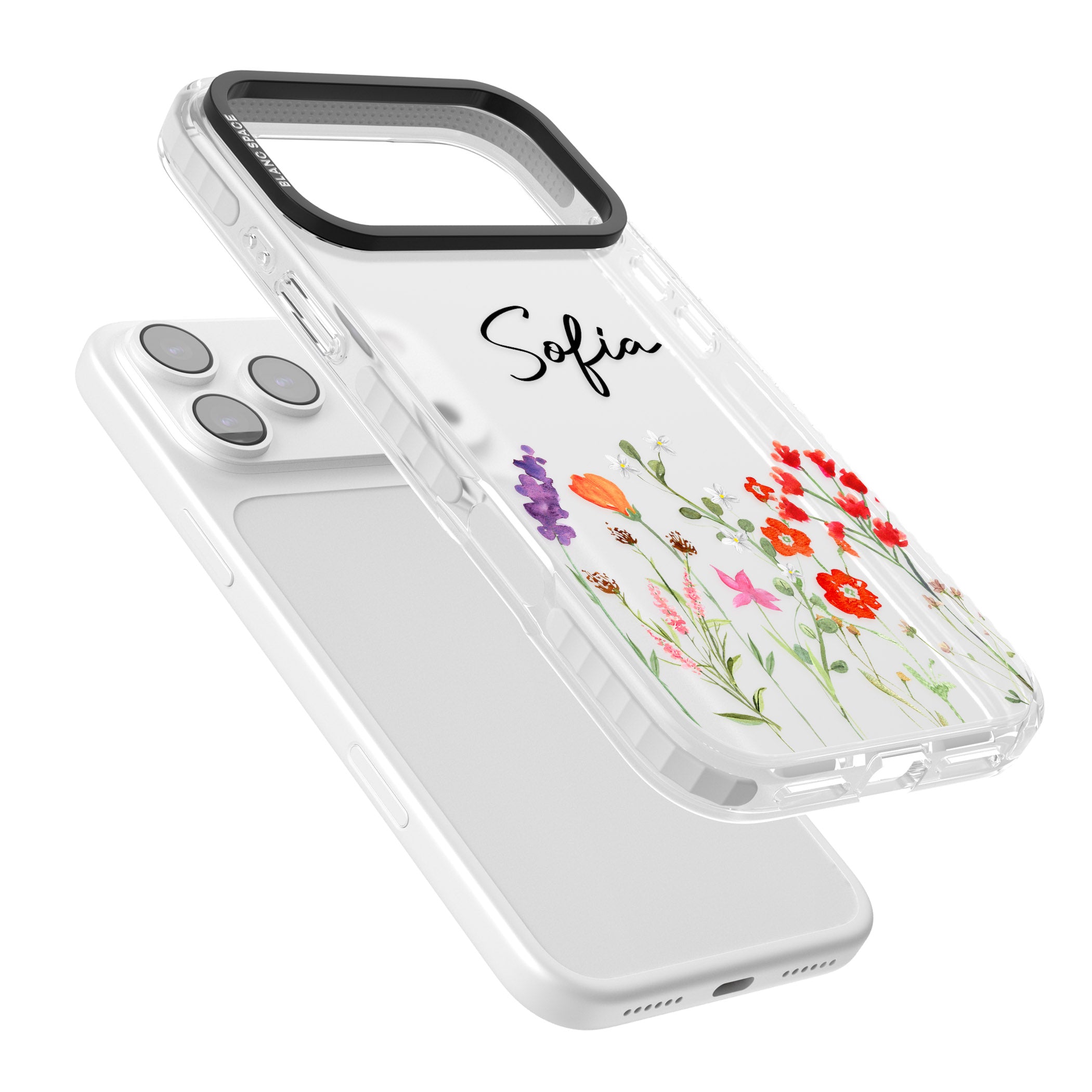 Personalised Spring Wildflowers iPhone 17 Pro Impact Clear Phone Case Colours