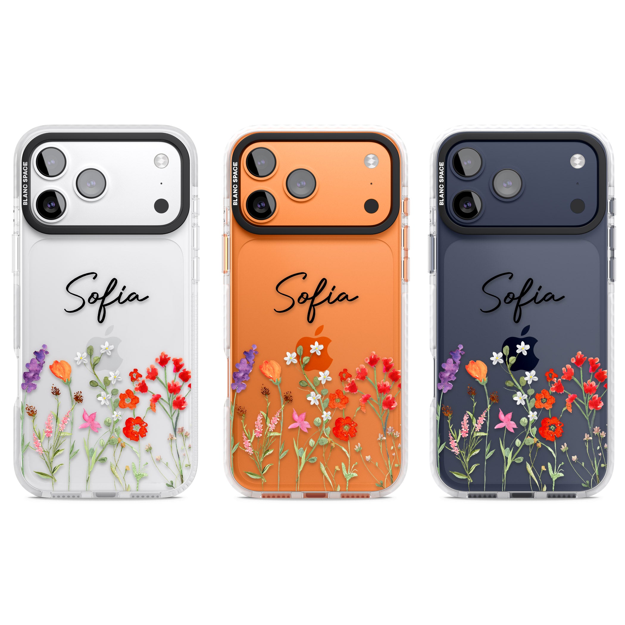 Personalised Spring Wildflowers iPhone 17 Pro Impact Clear Phone Case APT Impact Protection