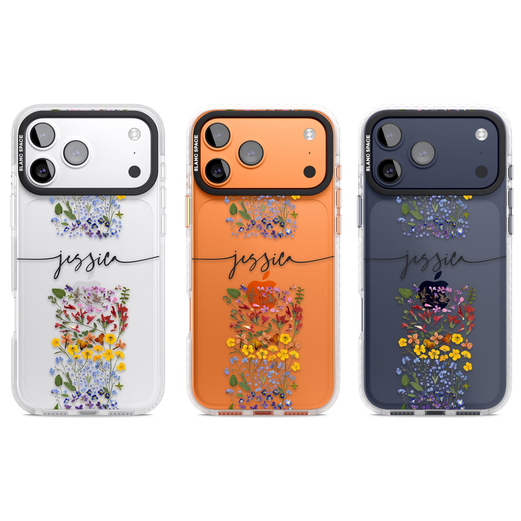 Personalised Wildflower Stripe iPhone 17 Pro Impact Clear Phone Case APT Impact Protection