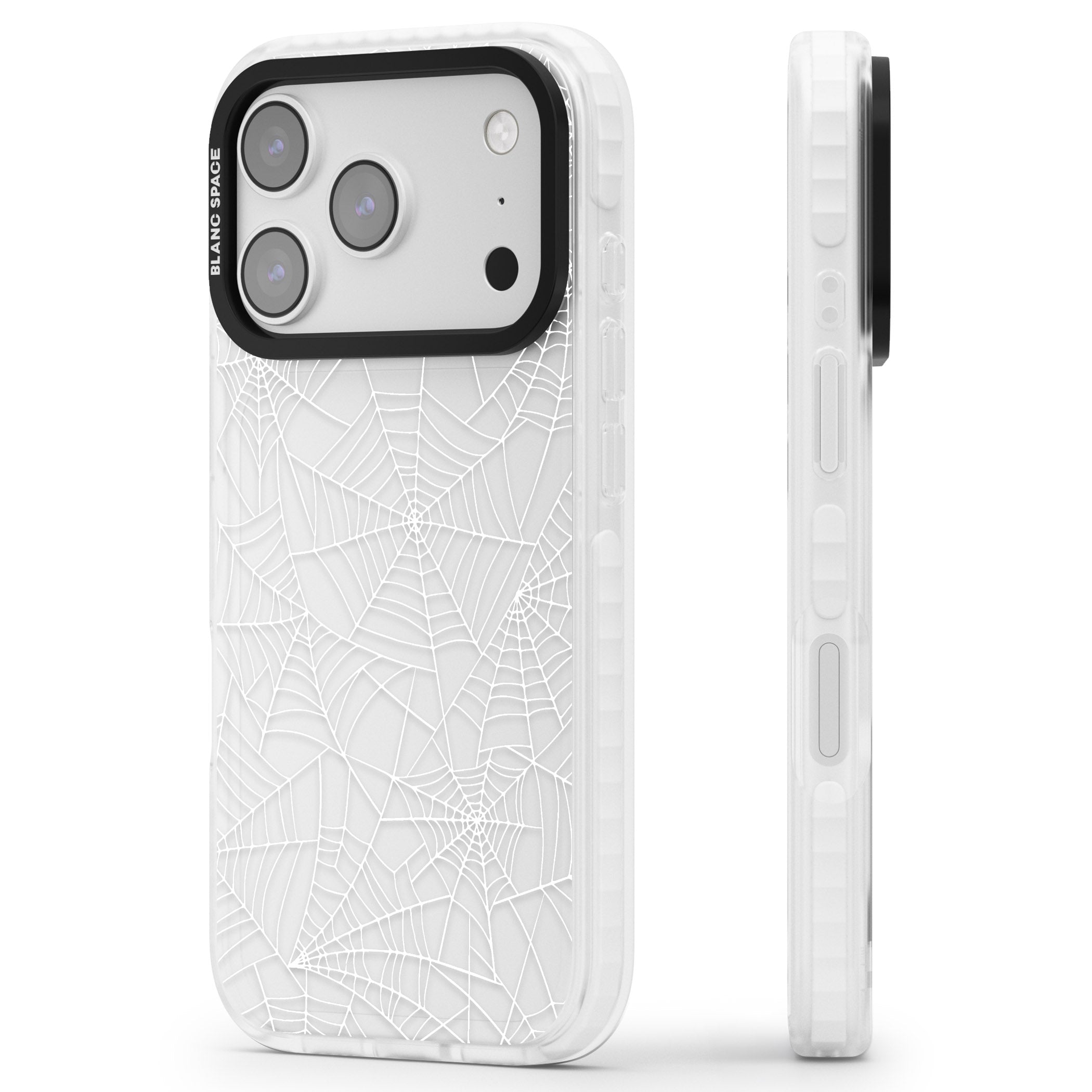 Personalised Spider Webs iPhone 17 Pro Impact Clear Phone Case Side Profile