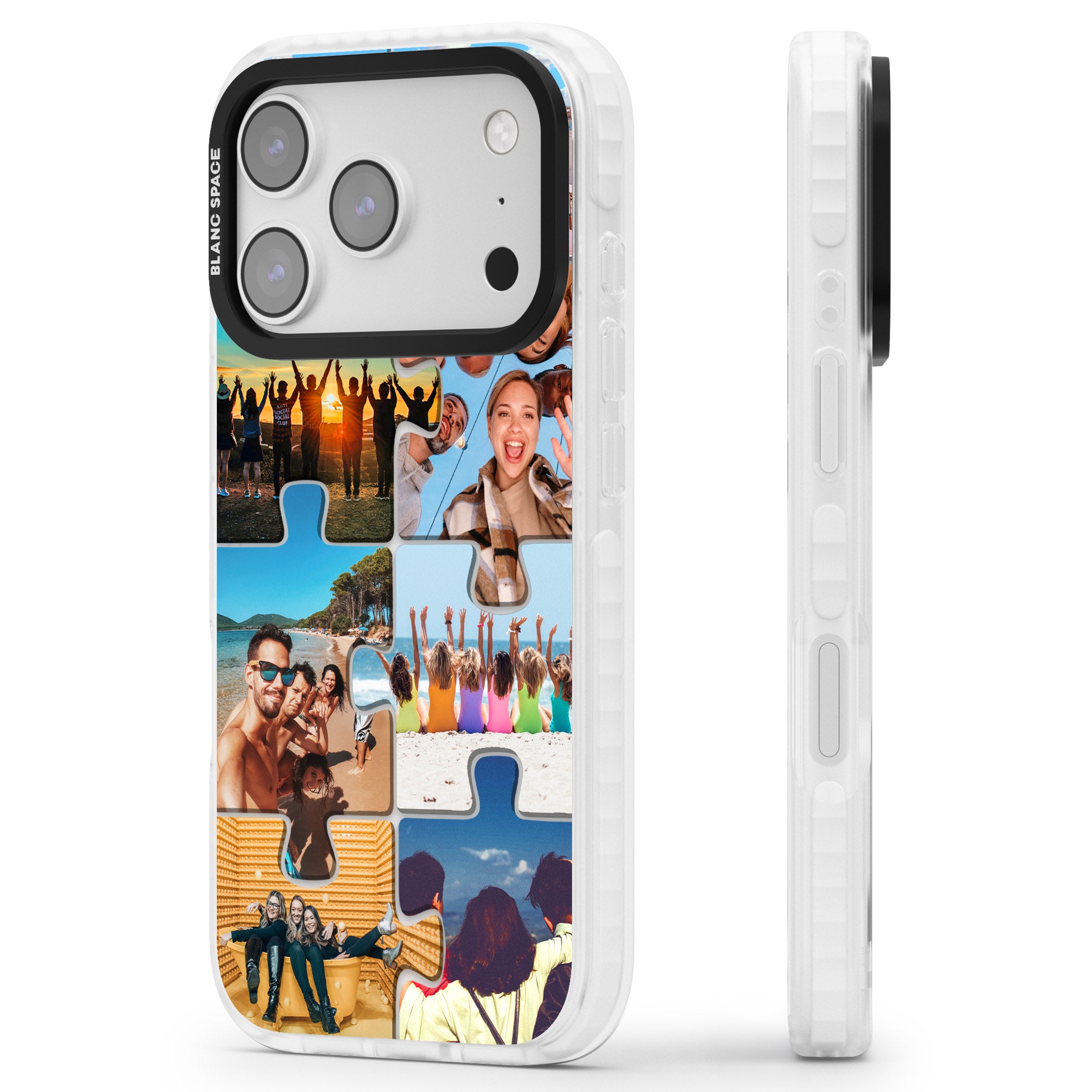 Personalised Jigsaw Photo Grid iPhone 17 Pro Impact Clear Phone Case Side Profile
