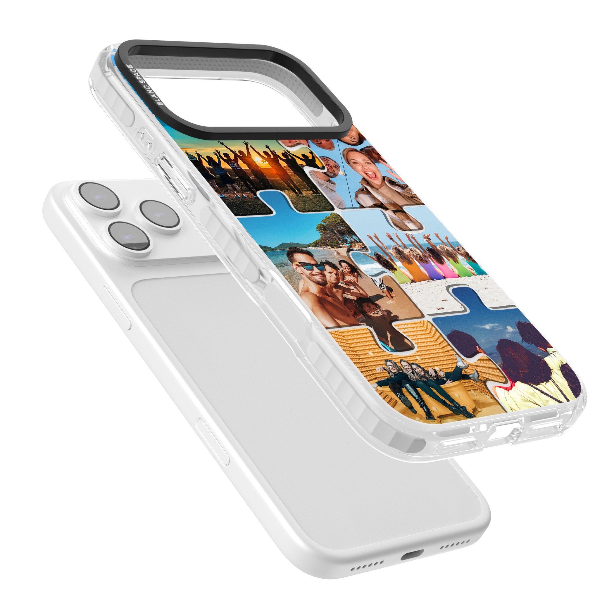 Personalised Jigsaw Photo Grid iPhone 17 Pro Impact Clear Phone Case Colours