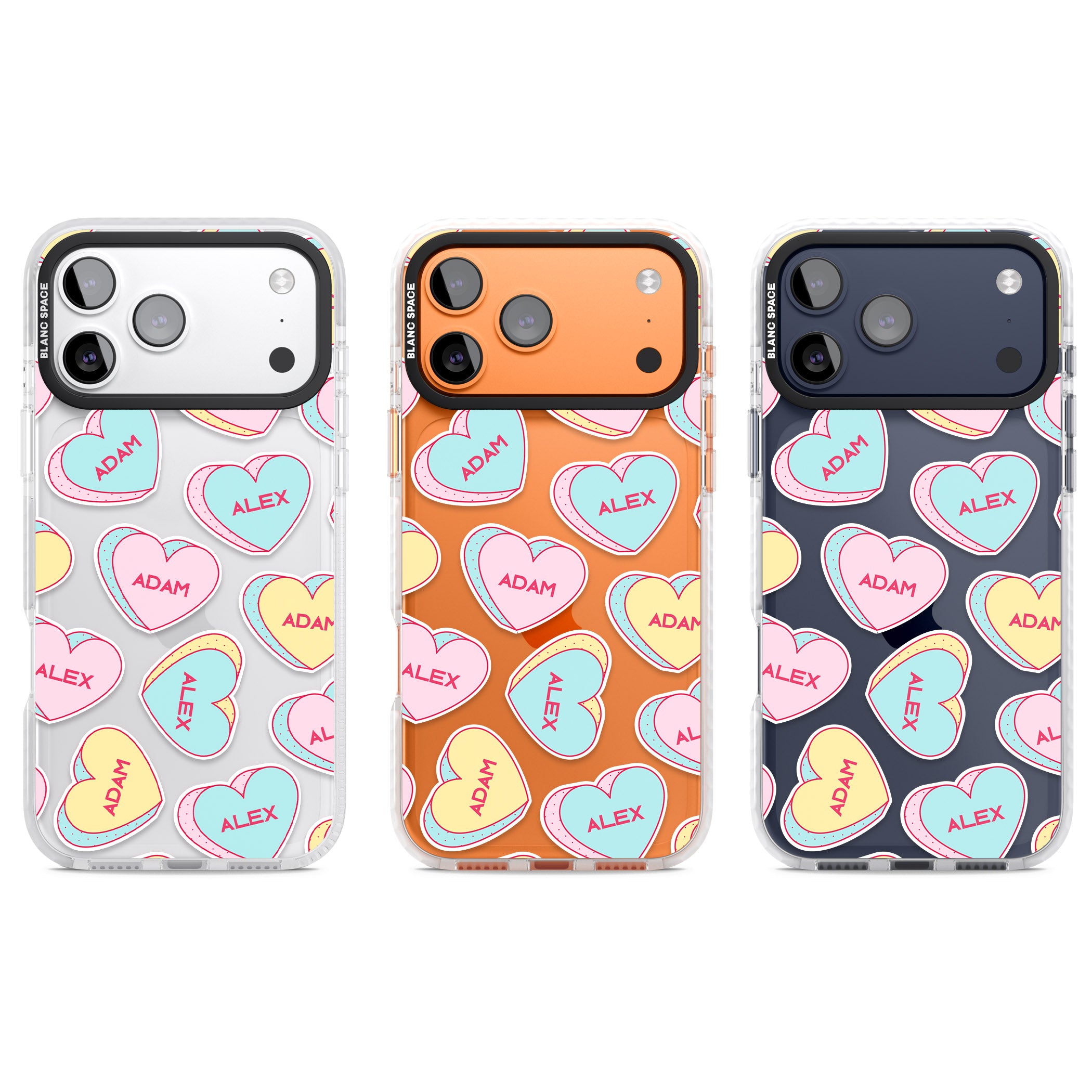 Personalised Love Hearts iPhone 17 Pro Impact Clear Phone Case APT Impact Protection