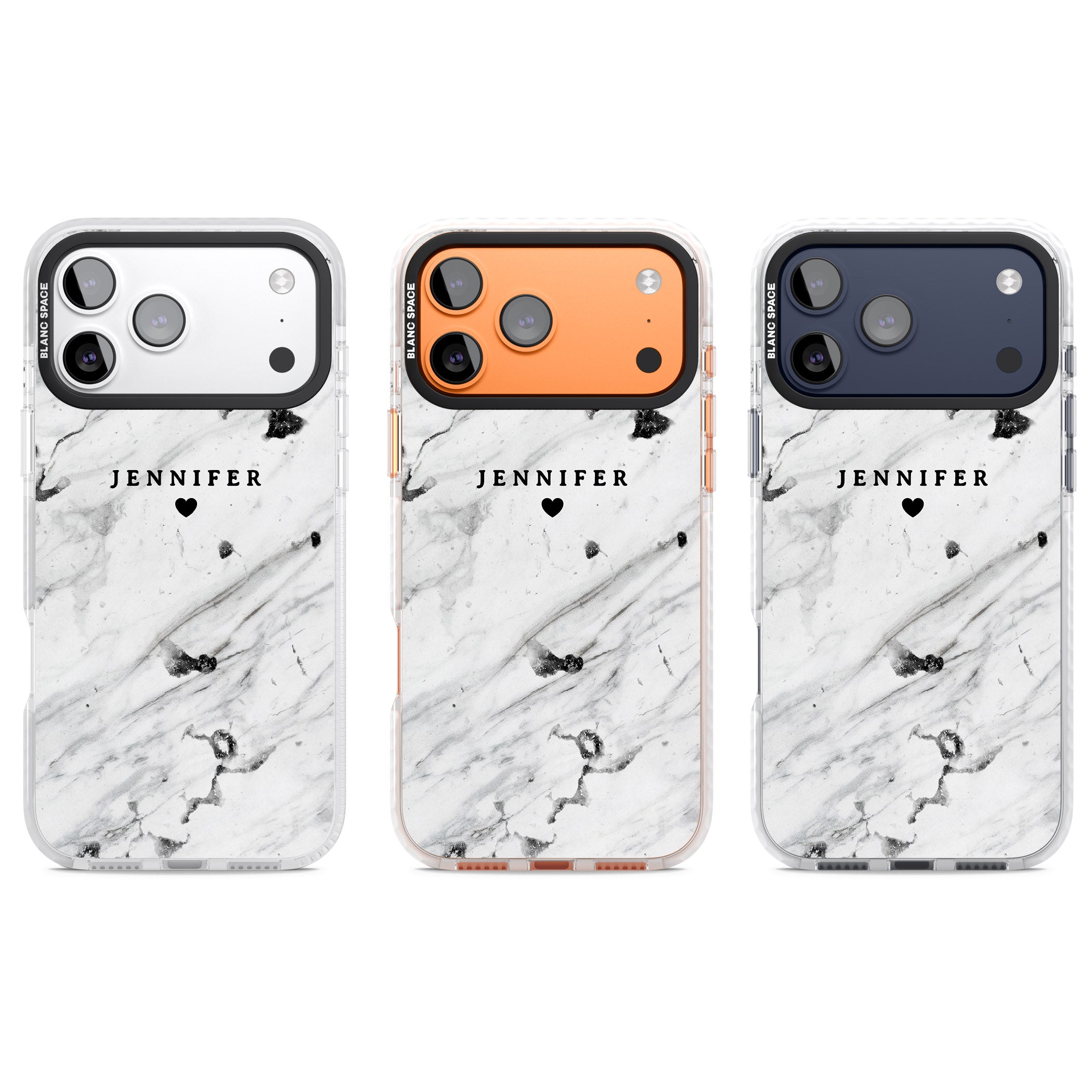 Personalised Marble Heart iPhone 17 Pro Impact Clear Phone Case APT Impact Protection