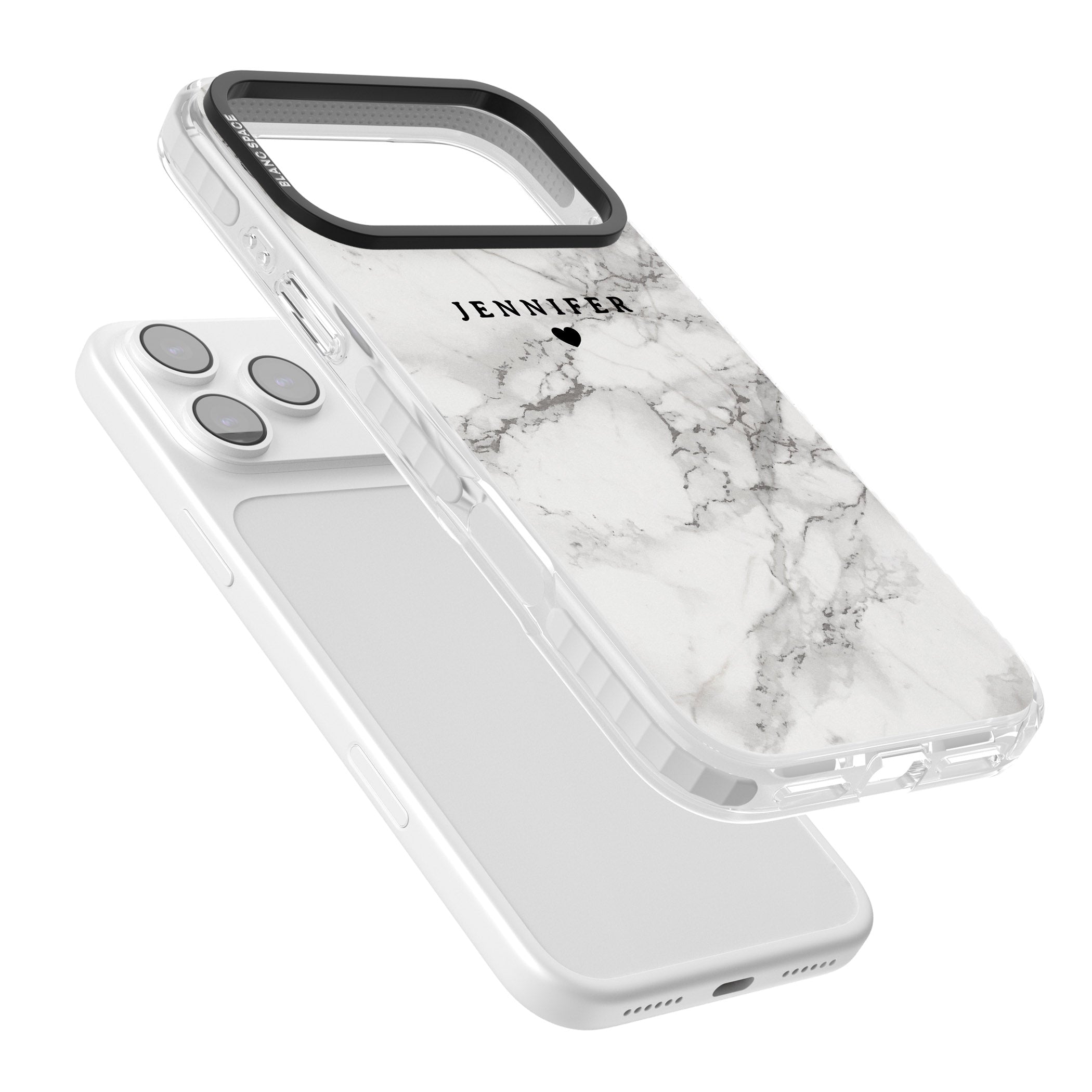Personalised Classic Grey Marble iPhone 17 Pro Impact Clear Phone Case Colours