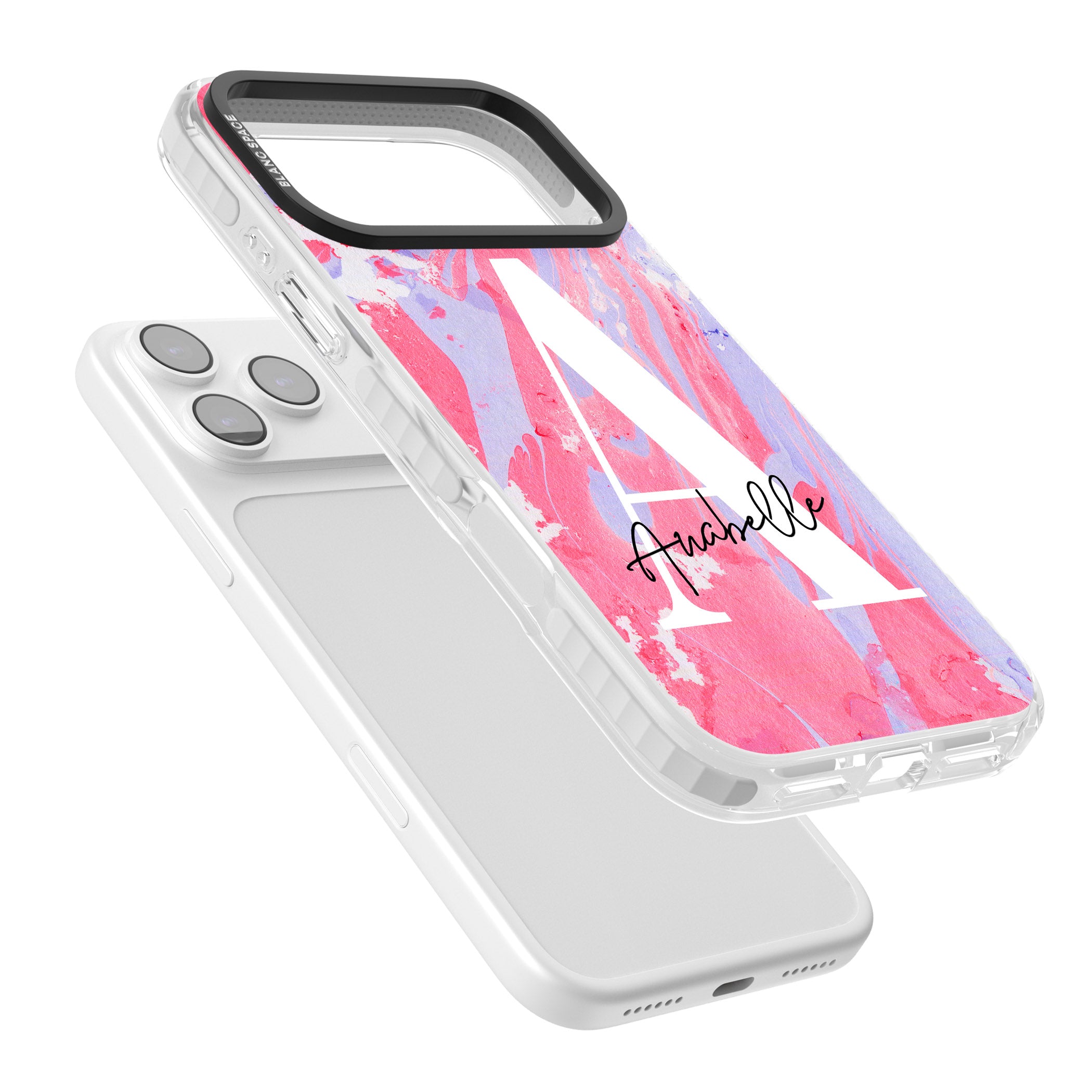Personalised Pink & Purple Marble iPhone 17 Pro Impact Clear Phone Case Colours