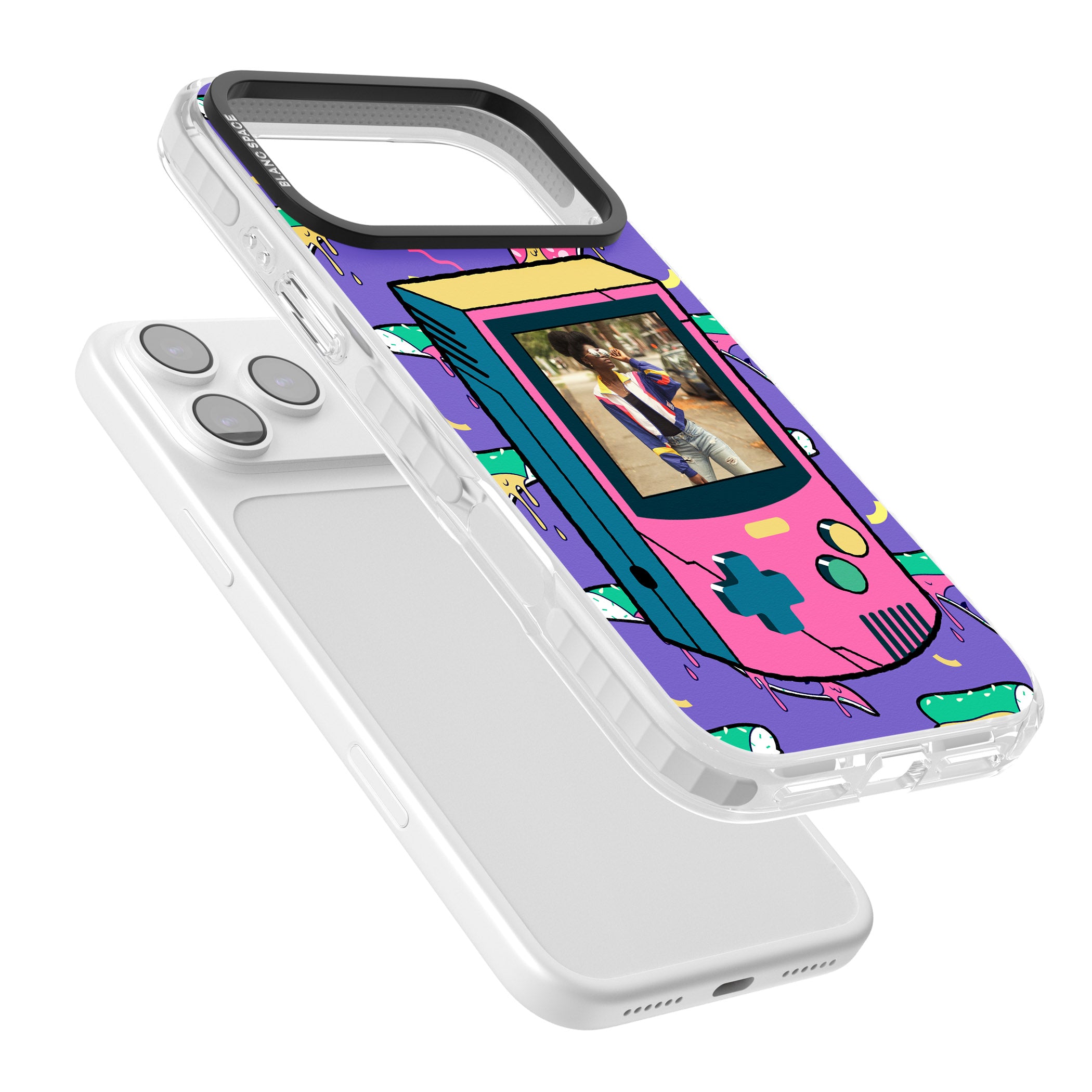 Personalised Retro Game Photo Case iPhone 17 Pro Impact Clear Phone Case Colours