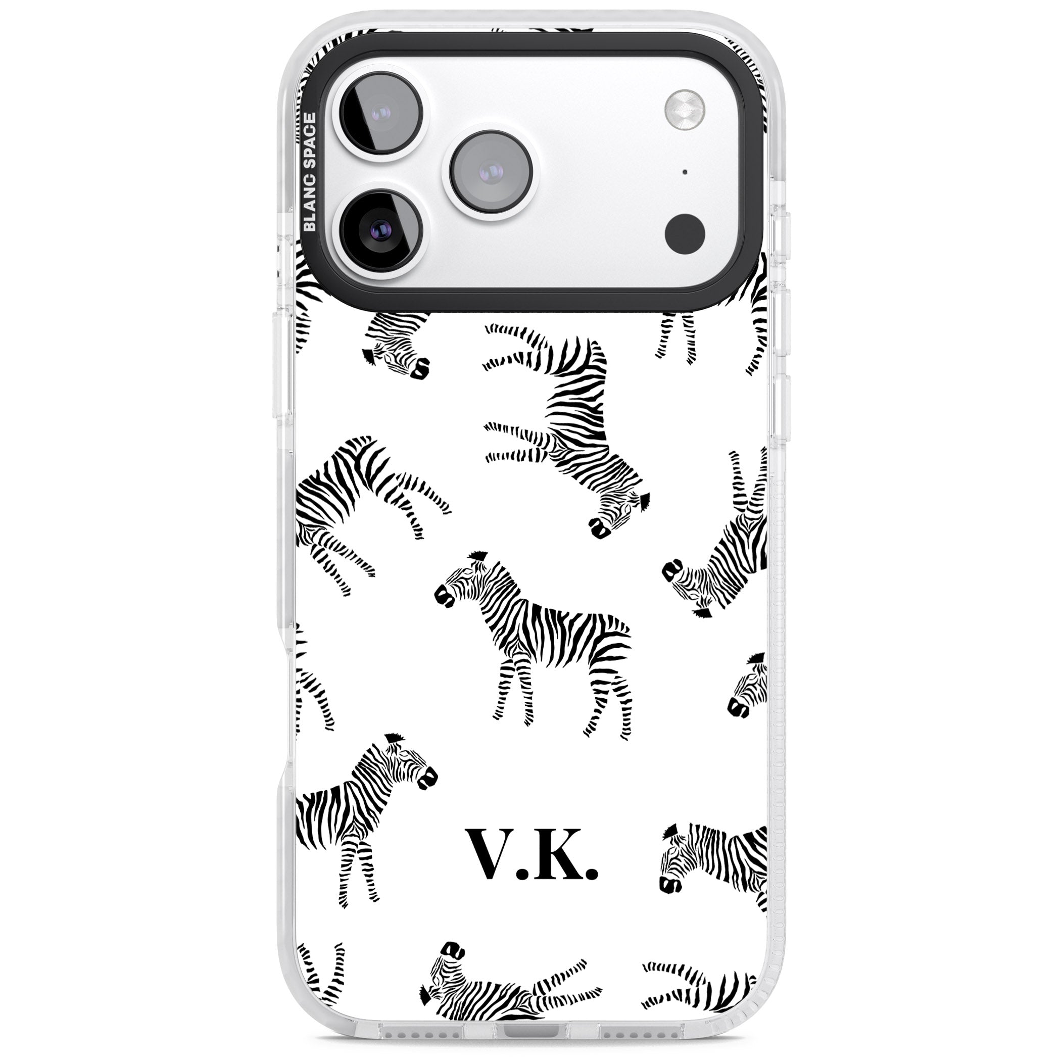 Personalised Zebra Pattern iPhone 17 Pro Impact Clear Phone Case
