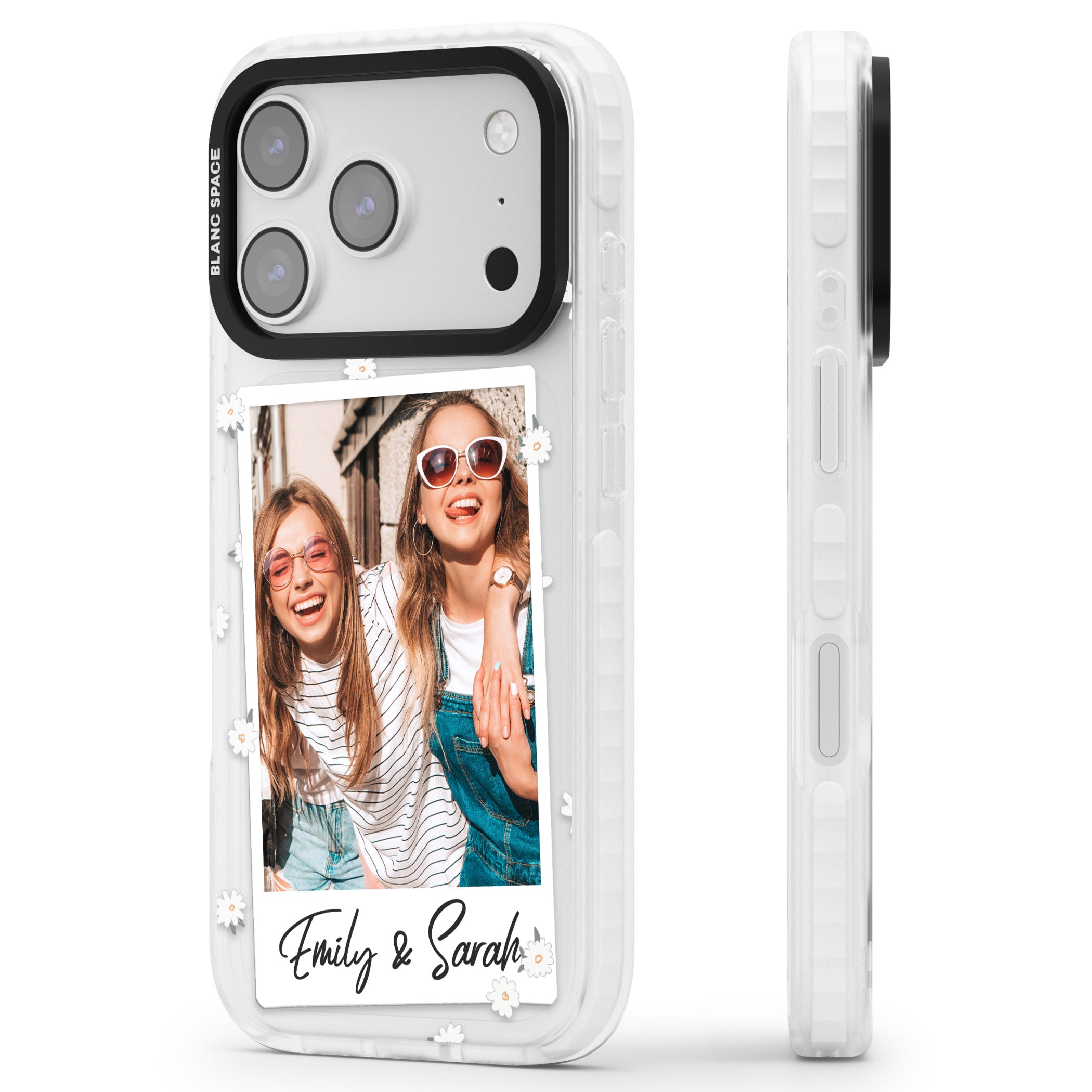 Personalised Daisy Instant Photo iPhone 17 Pro Impact Clear Phone Case Side Profile