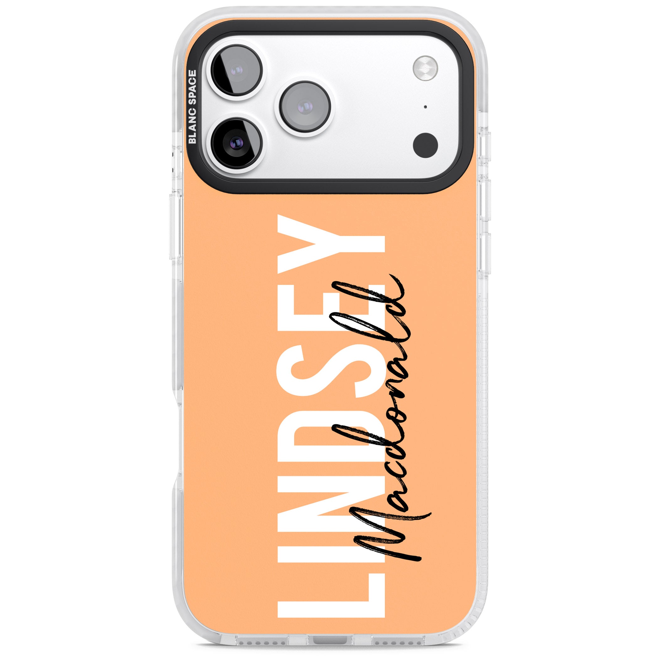 Personalised Bold Name: Peach iPhone 17 Pro Impact Clear Phone Case
