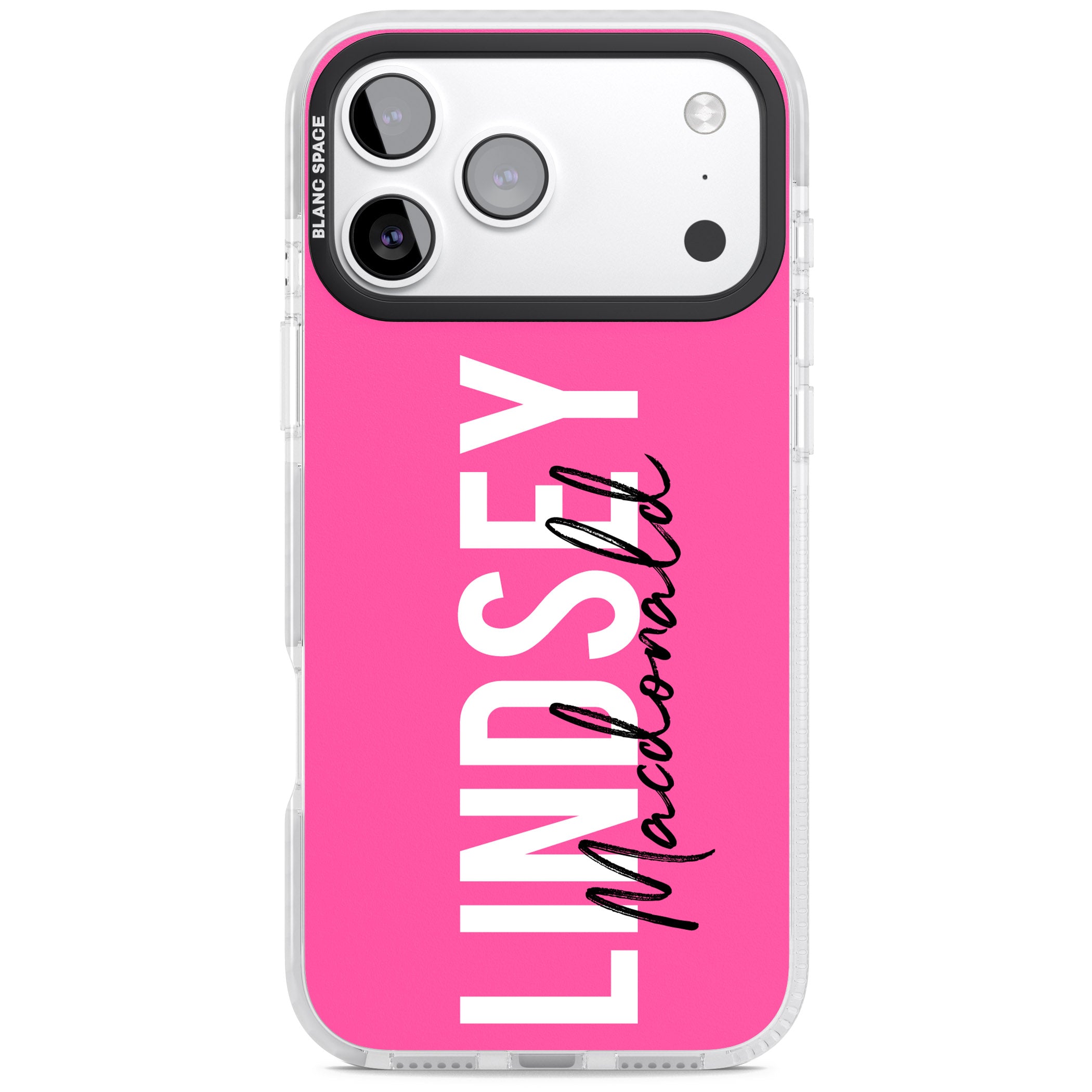 Personalised Bold Name: Pink iPhone 17 Pro Impact Clear Phone Case