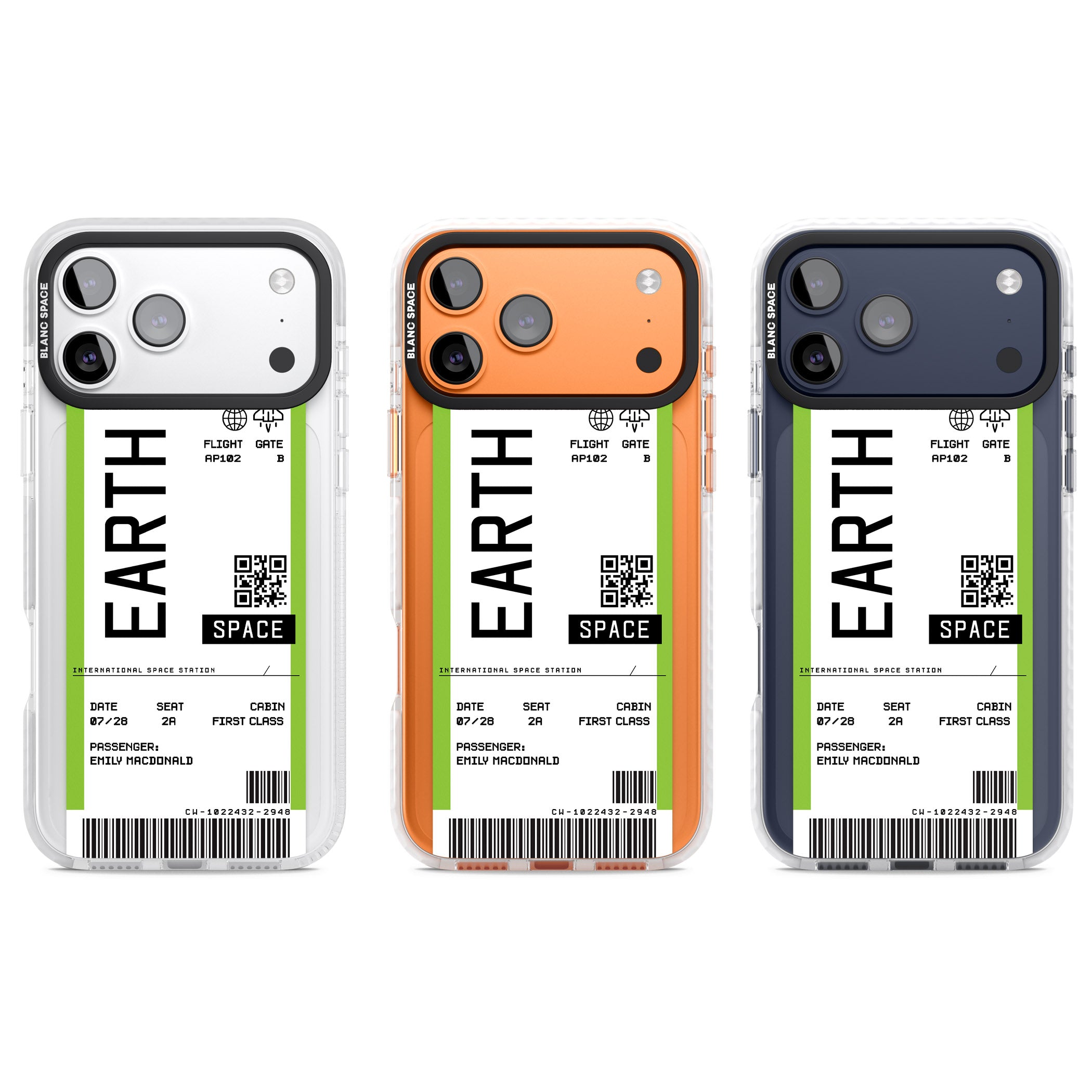 Personalised Earth Travel Ticket iPhone 17 Pro Impact Clear Phone Case APT Impact Protection