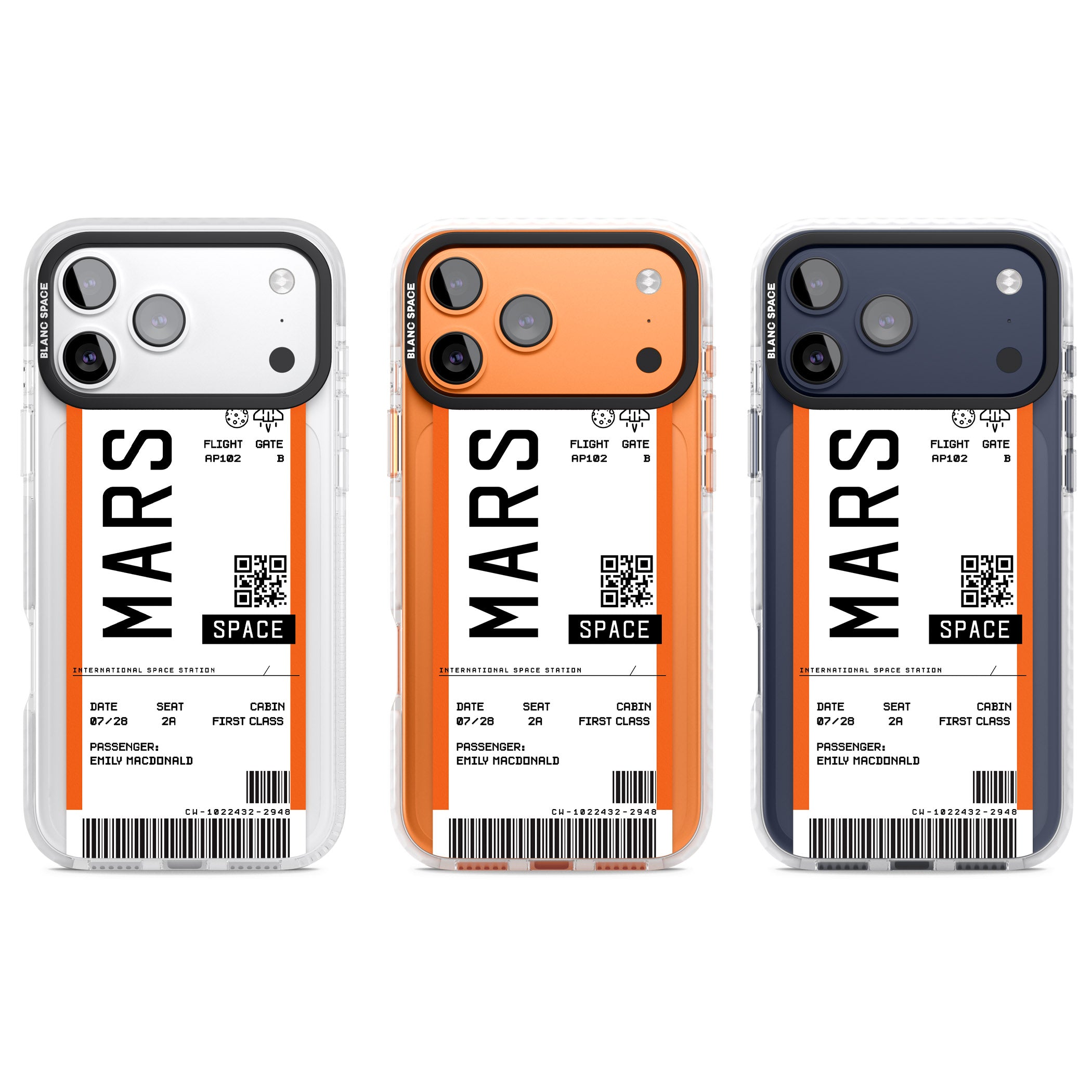 Personalised Mars Travel Ticket iPhone 17 Pro Impact Clear Phone Case APT Impact Protection