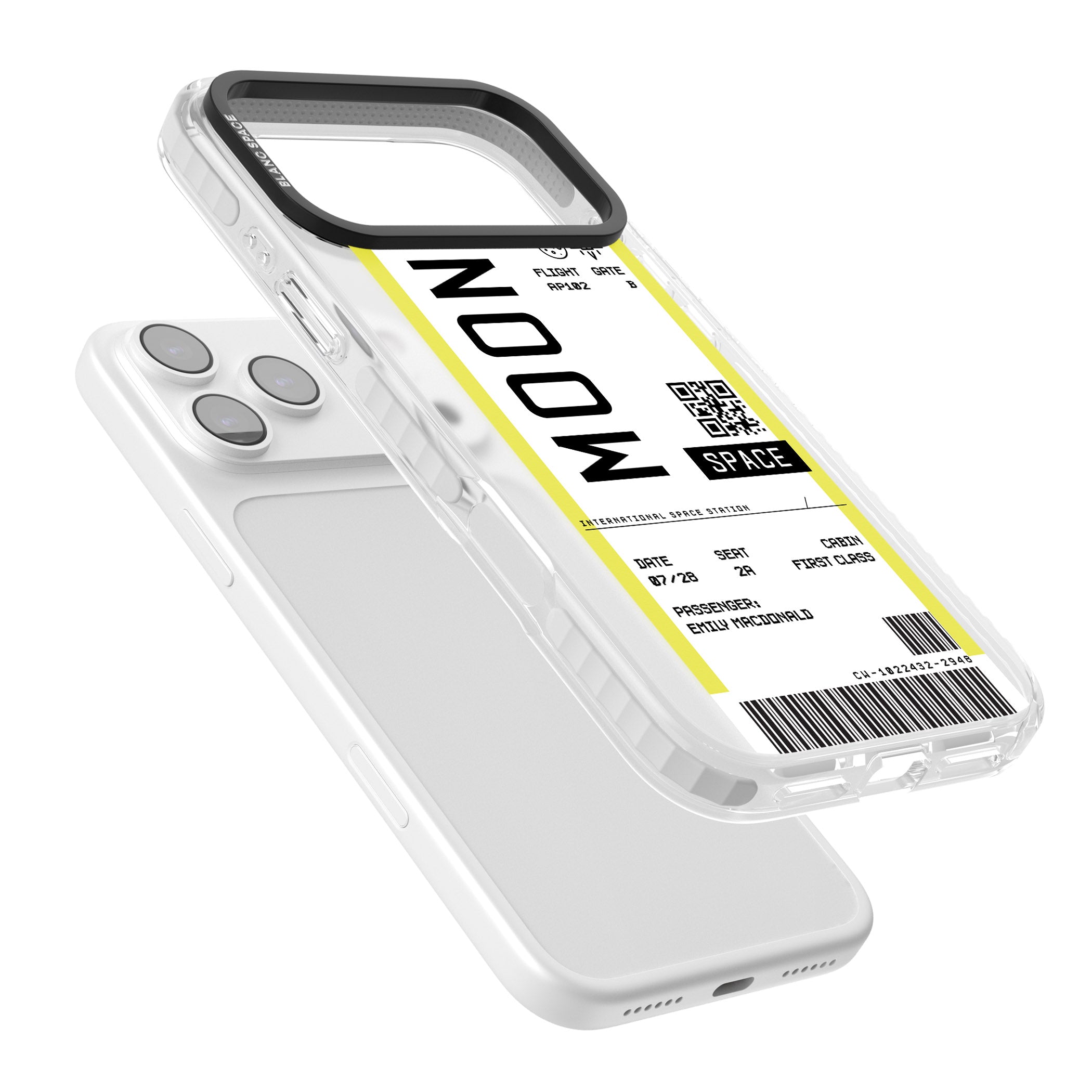 Personalised Moon Travel Ticket iPhone 17 Pro Impact Clear Phone Case Colours