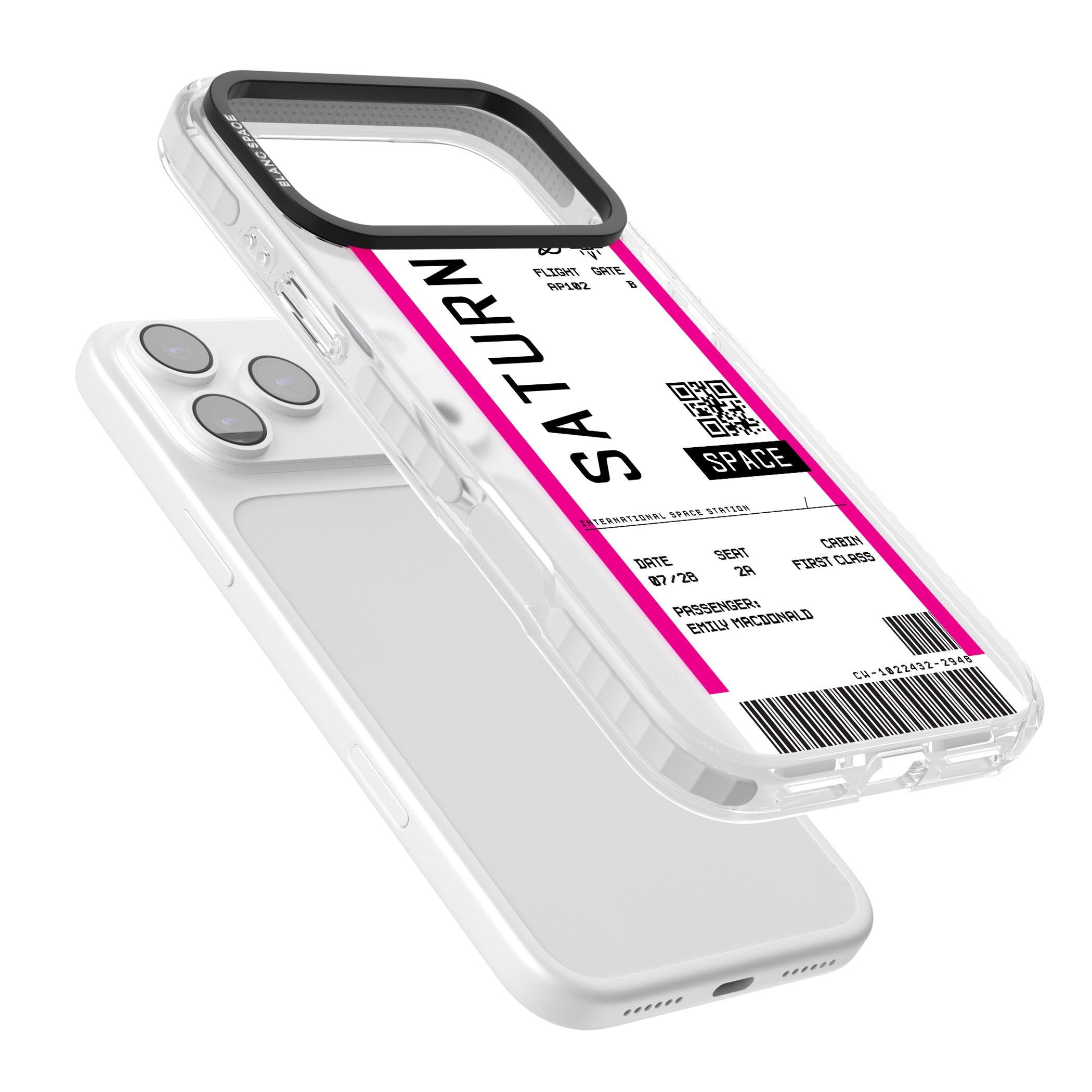 Personalised Saturn Travel Ticket iPhone 17 Pro Impact Clear Phone Case Colours