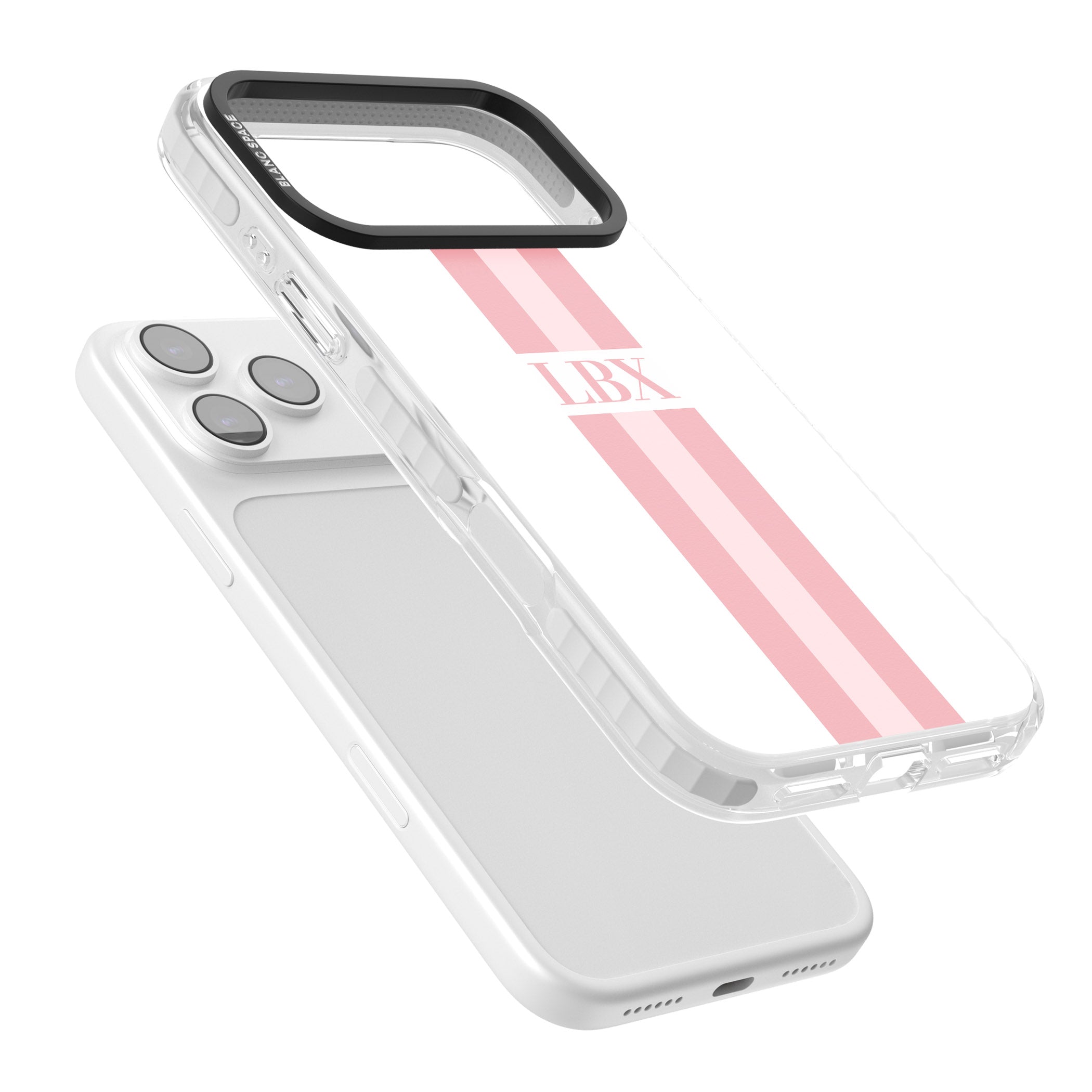 Personalised Minimal Pink Stripe iPhone 17 Pro Impact Clear Phone Case Colours